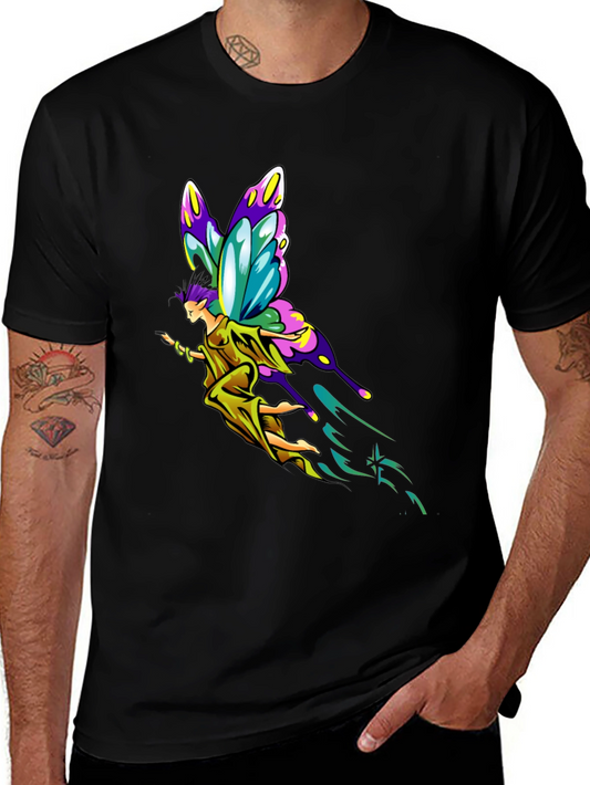 Fantasy Fairy Graphic Tee - Black Cotton Comfort