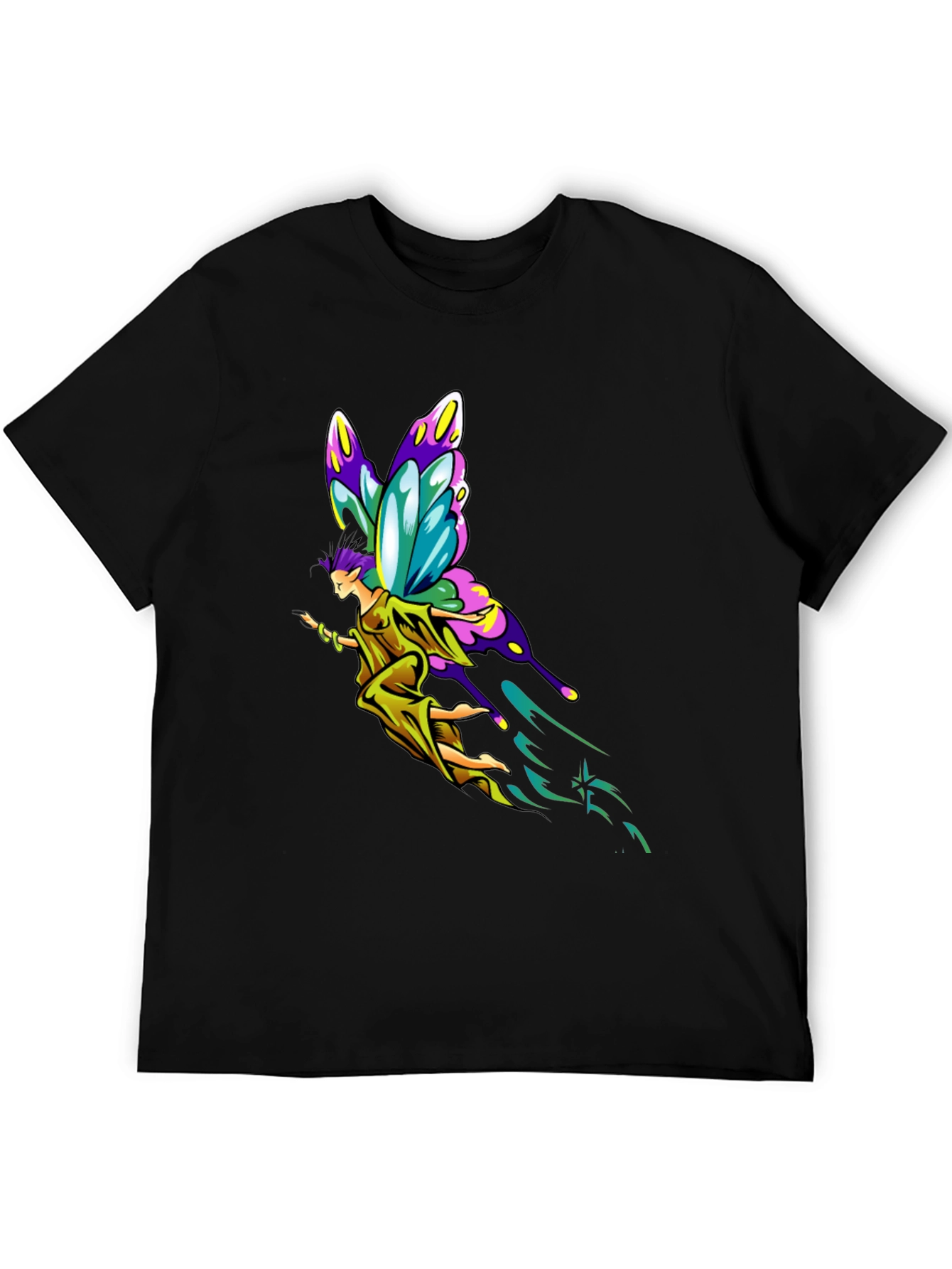 Fantasy Fairy Graphic Tee - Black Cotton Comfort