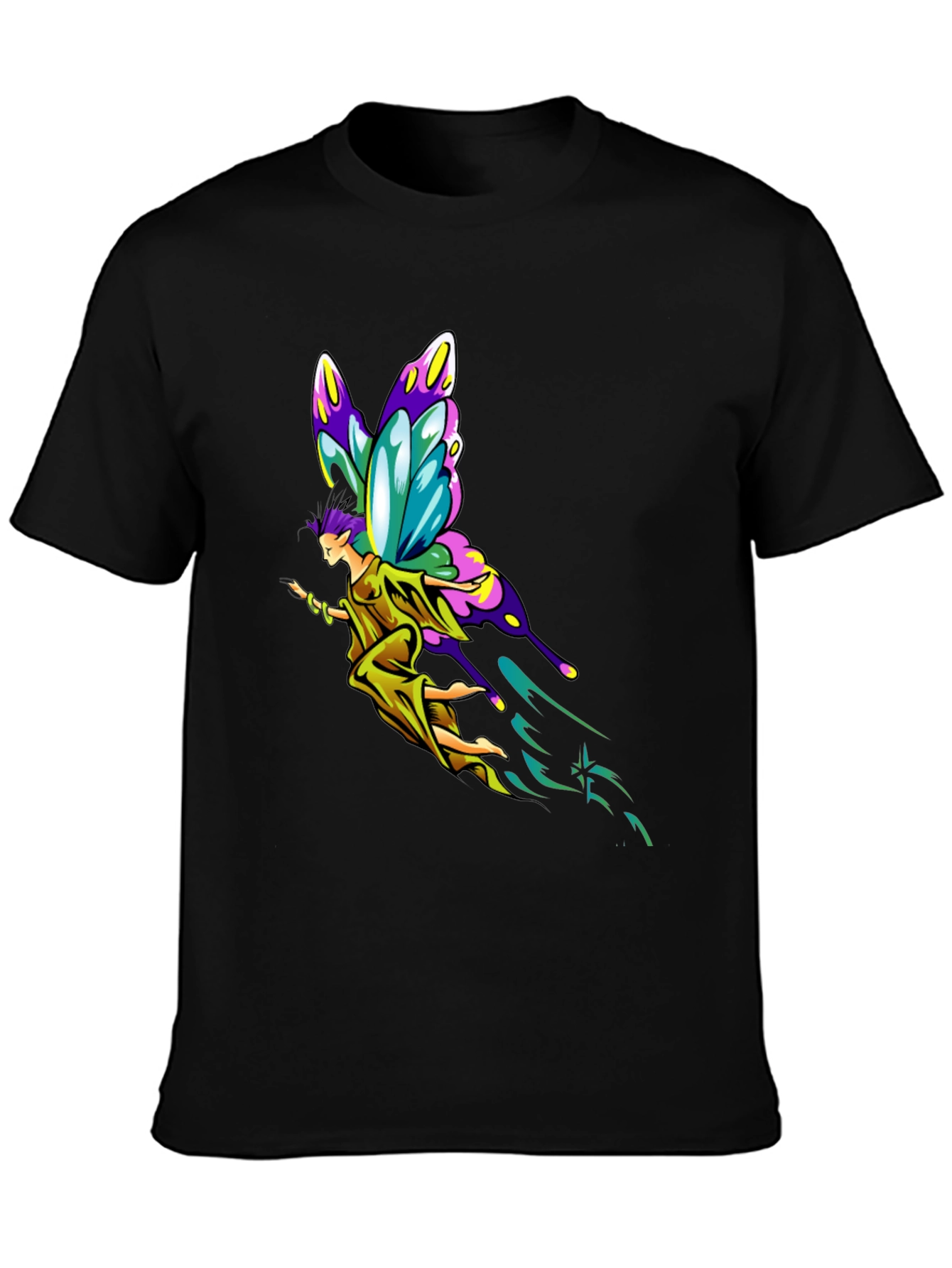 Fantasy Fairy Graphic Tee - Black Cotton Comfort