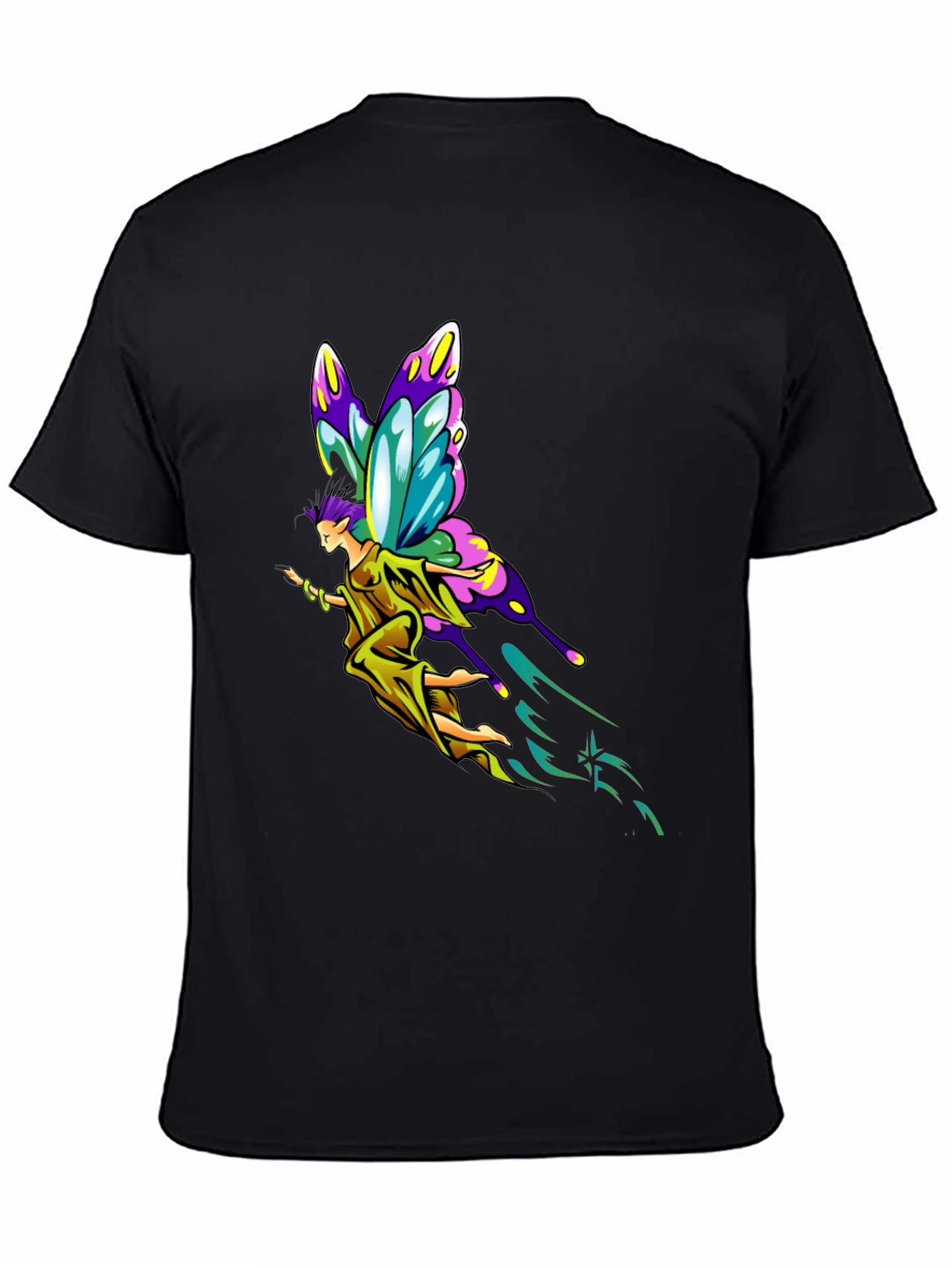 Fantasy Fairy Graphic Tee - Black Cotton Comfort