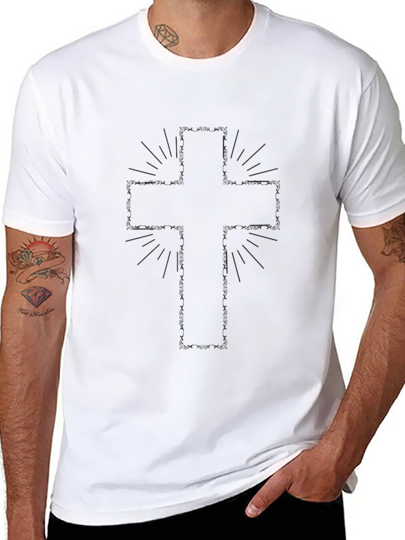 Cross Graphic Black T-Shirt - Stylish Christian Tee