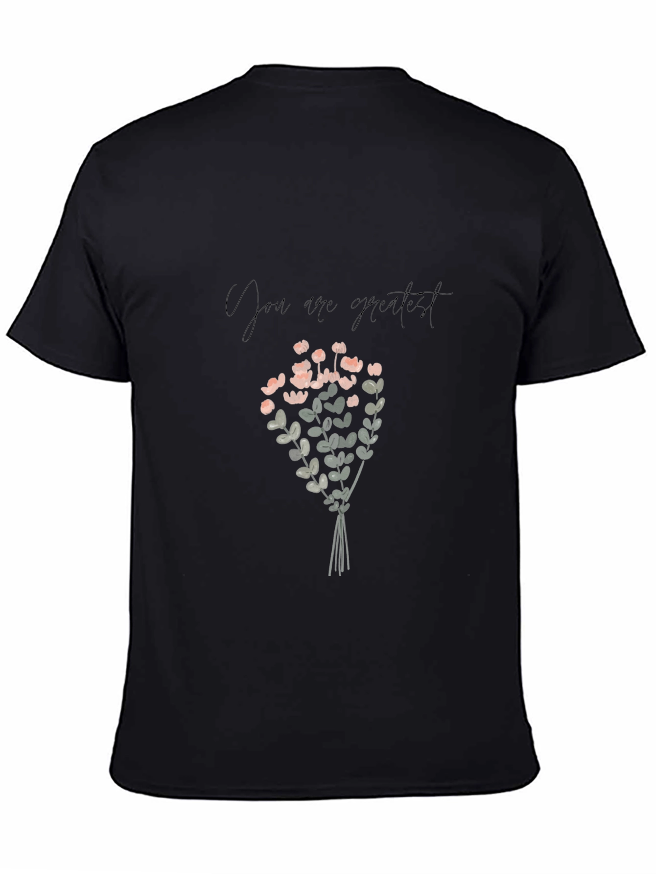Stylish Black Graphic Tee - Floral Bouquet