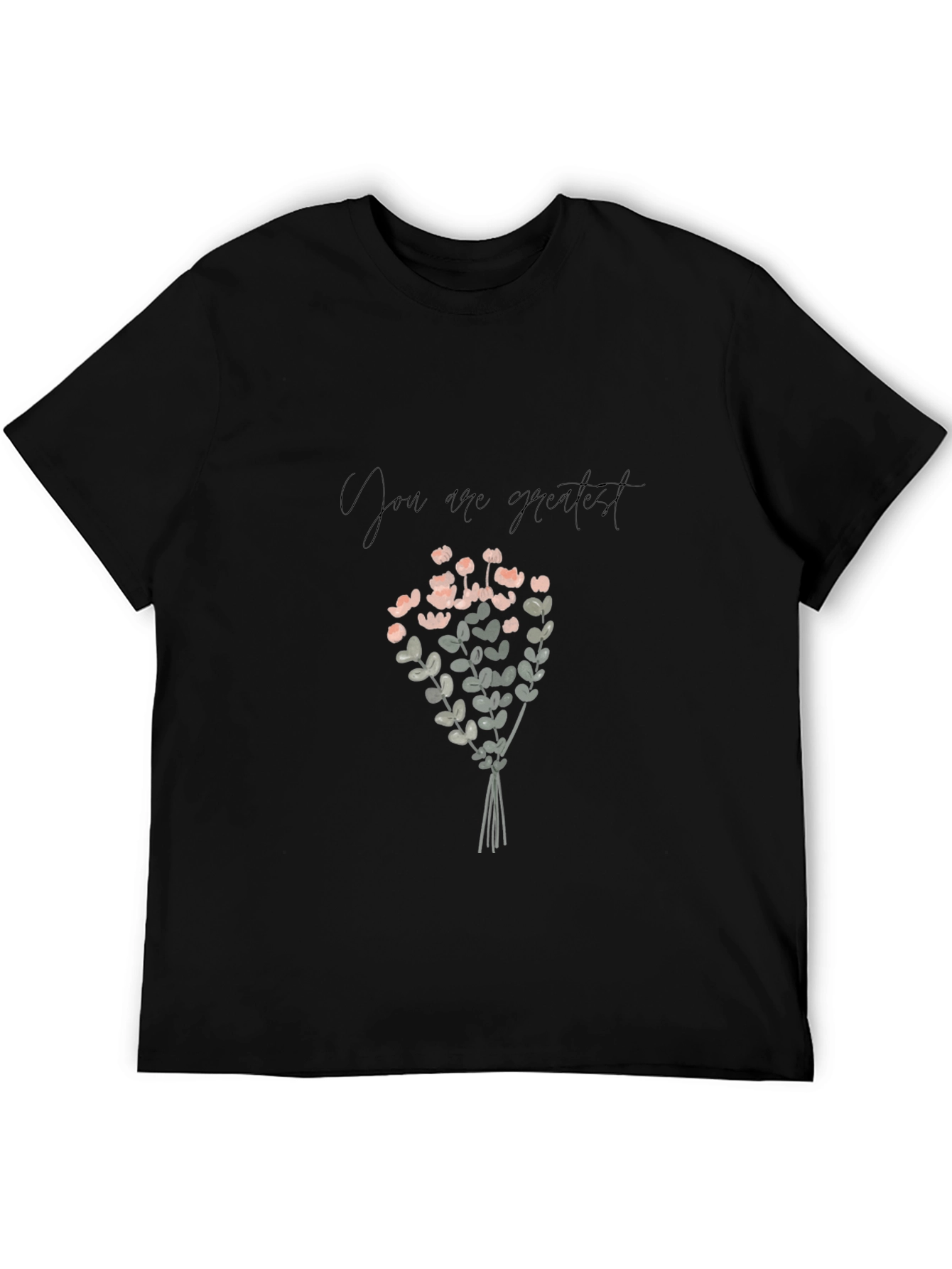 Stylish Black Graphic Tee - Floral Bouquet