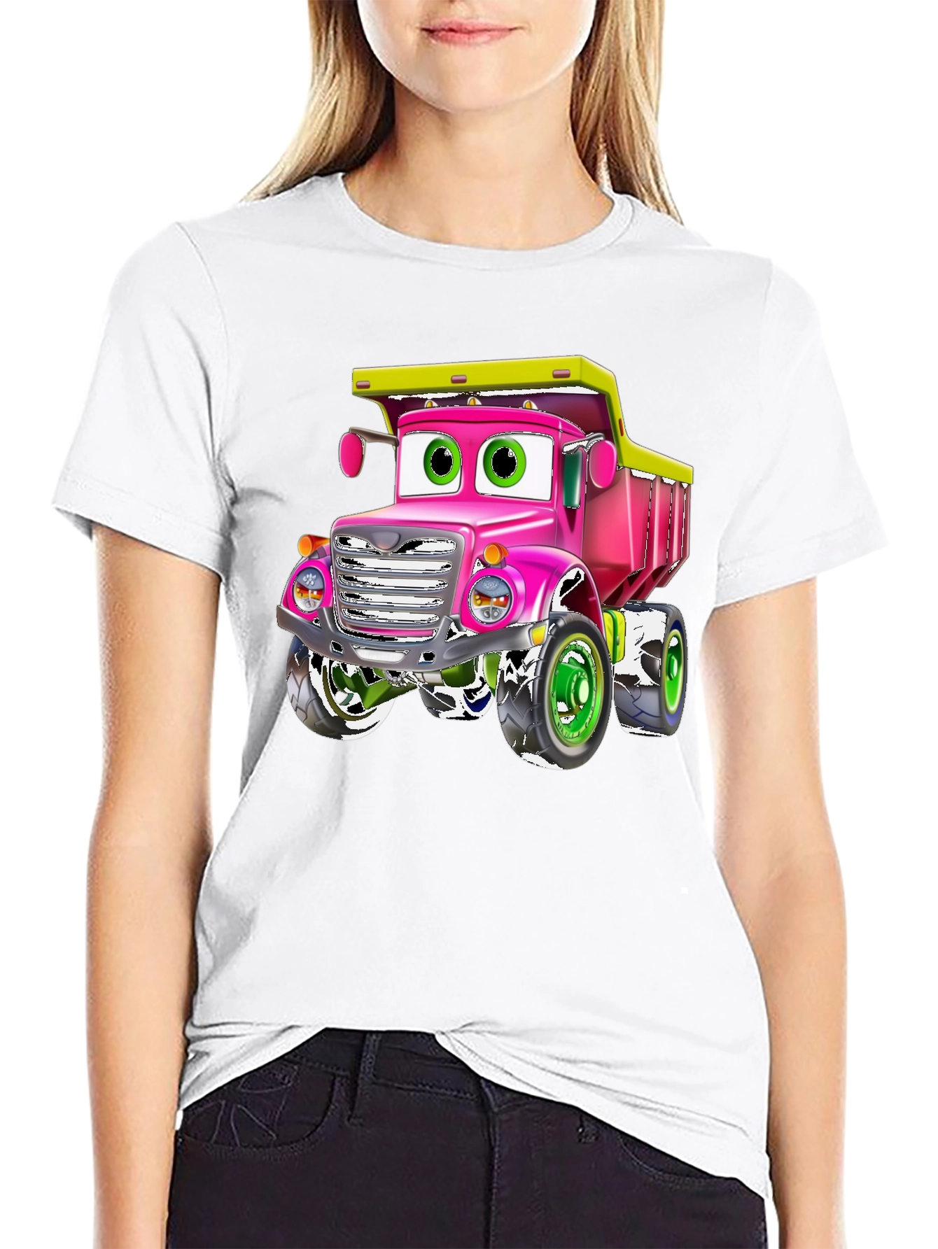 Cartoon Truck Graphic Tee - Black
