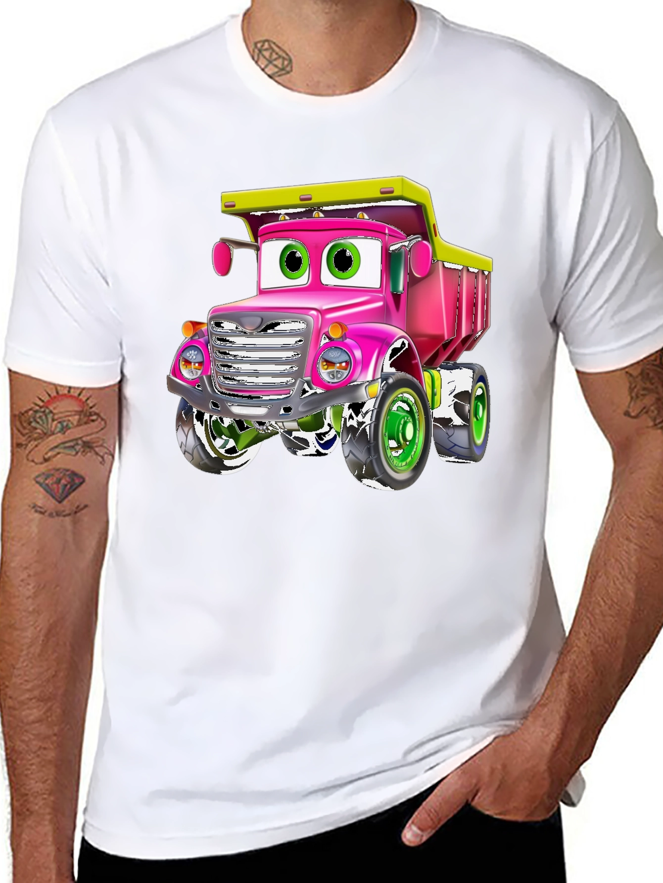 Cartoon Truck Graphic Tee - Black