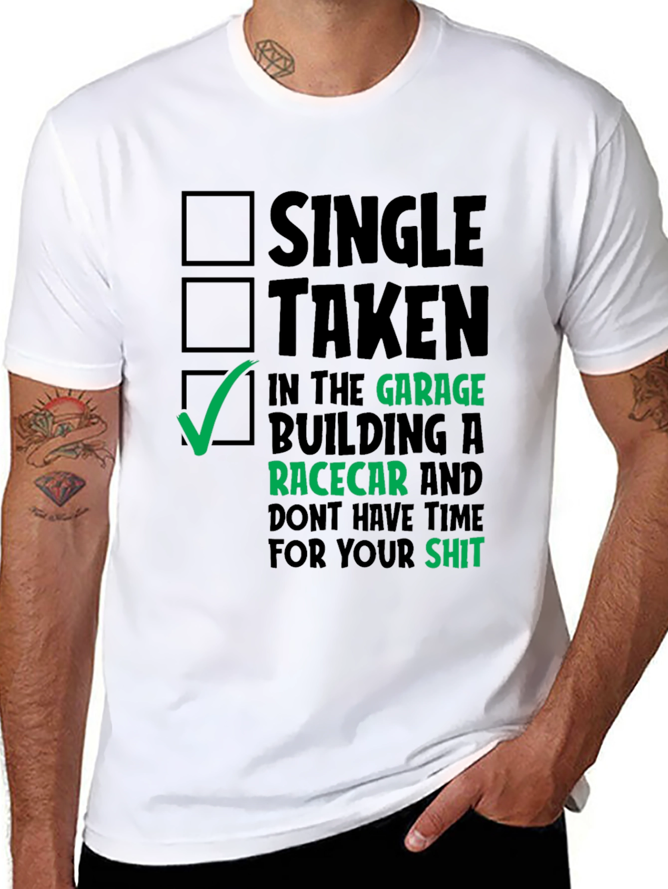 Garage Racecar T-Shirt - Single Taken Mechanic Tee