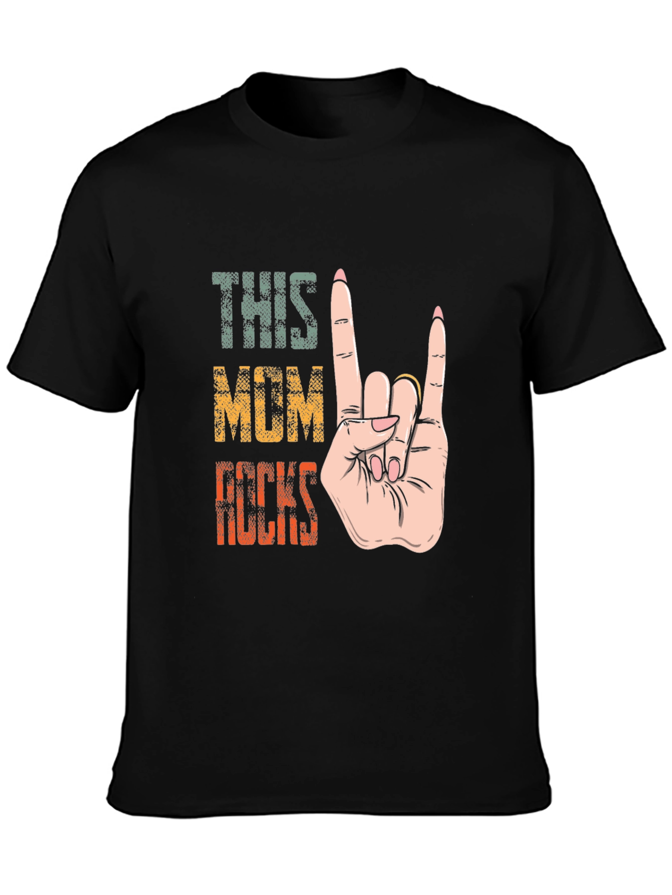 This Mom Rocks T-Shirt - Rock On Hand Sign