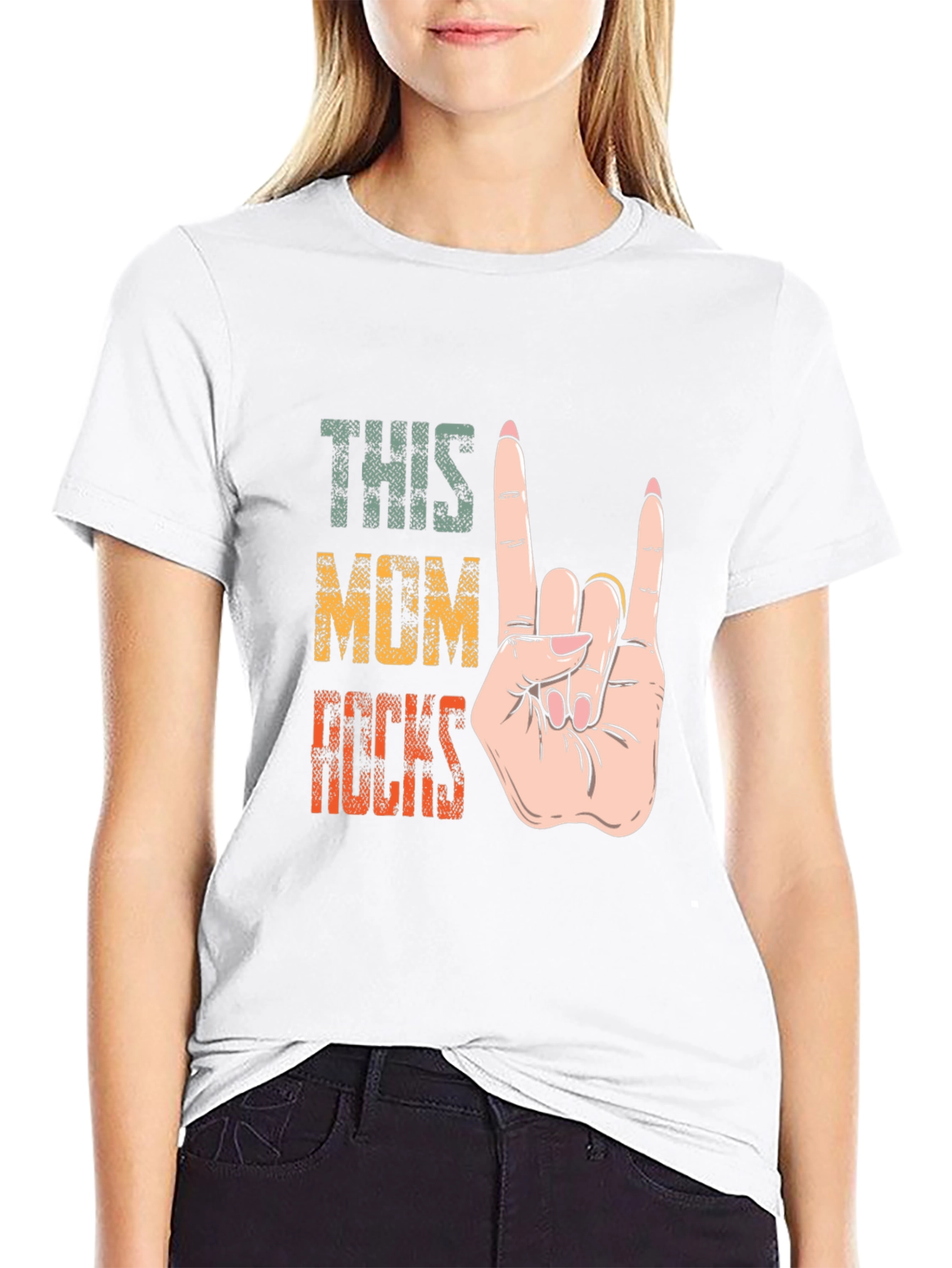 This Mom Rocks T-Shirt - Rock On Hand Sign