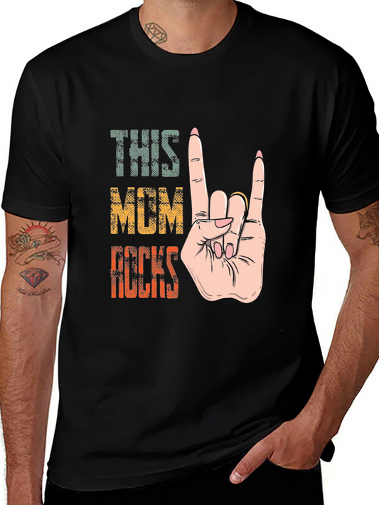 This Mom Rocks T-Shirt - Rock On Hand Sign