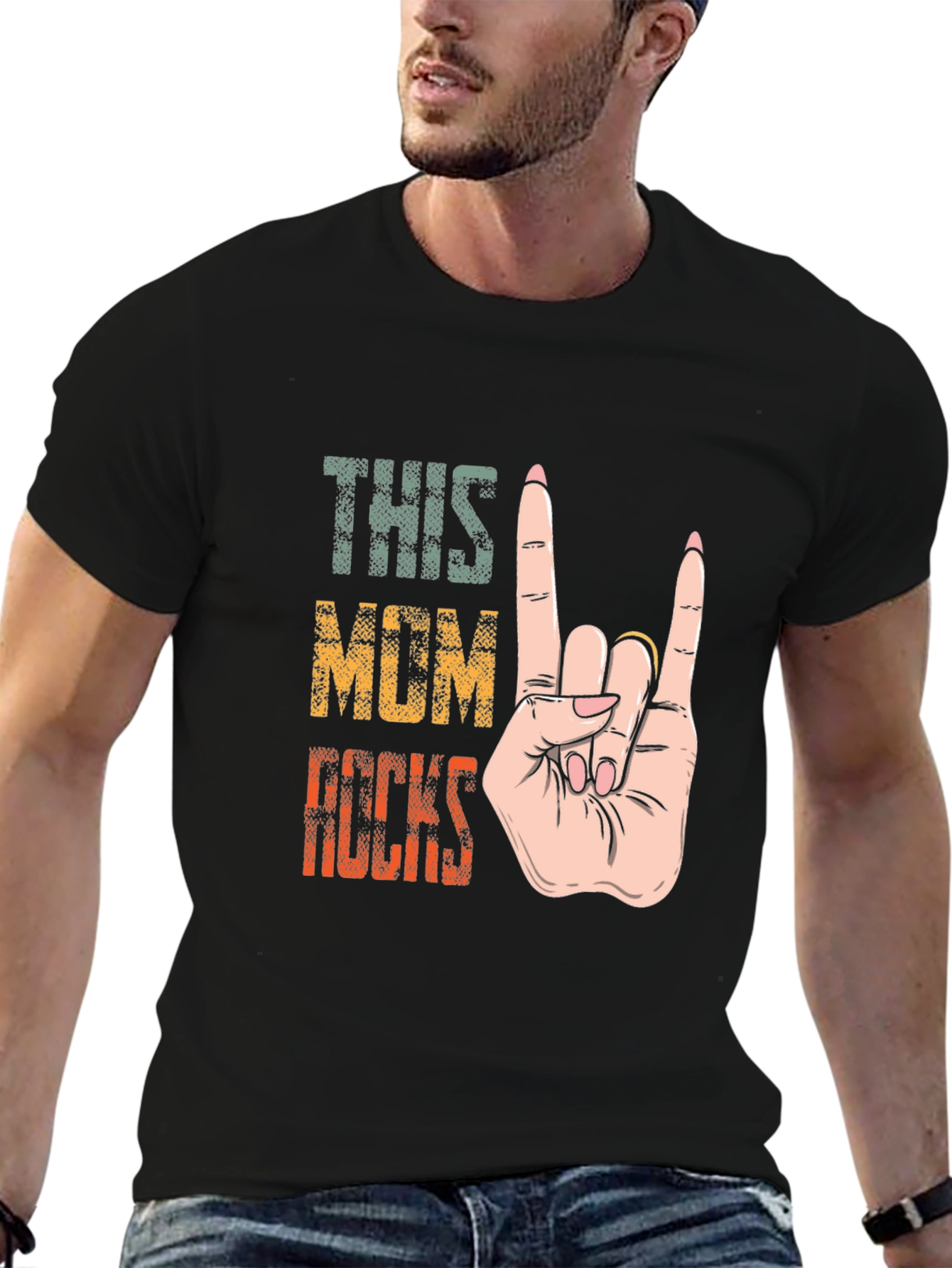 This Mom Rocks T-Shirt - Rock On Hand Sign