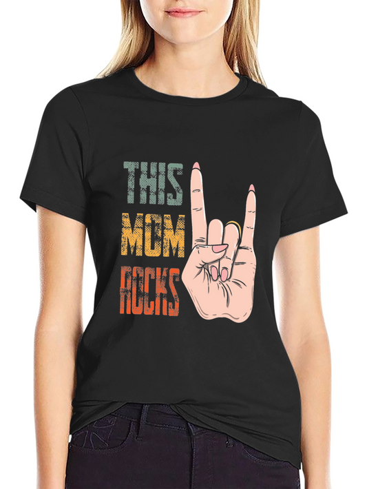 This Mom Rocks T-Shirt - Rock On Hand Sign