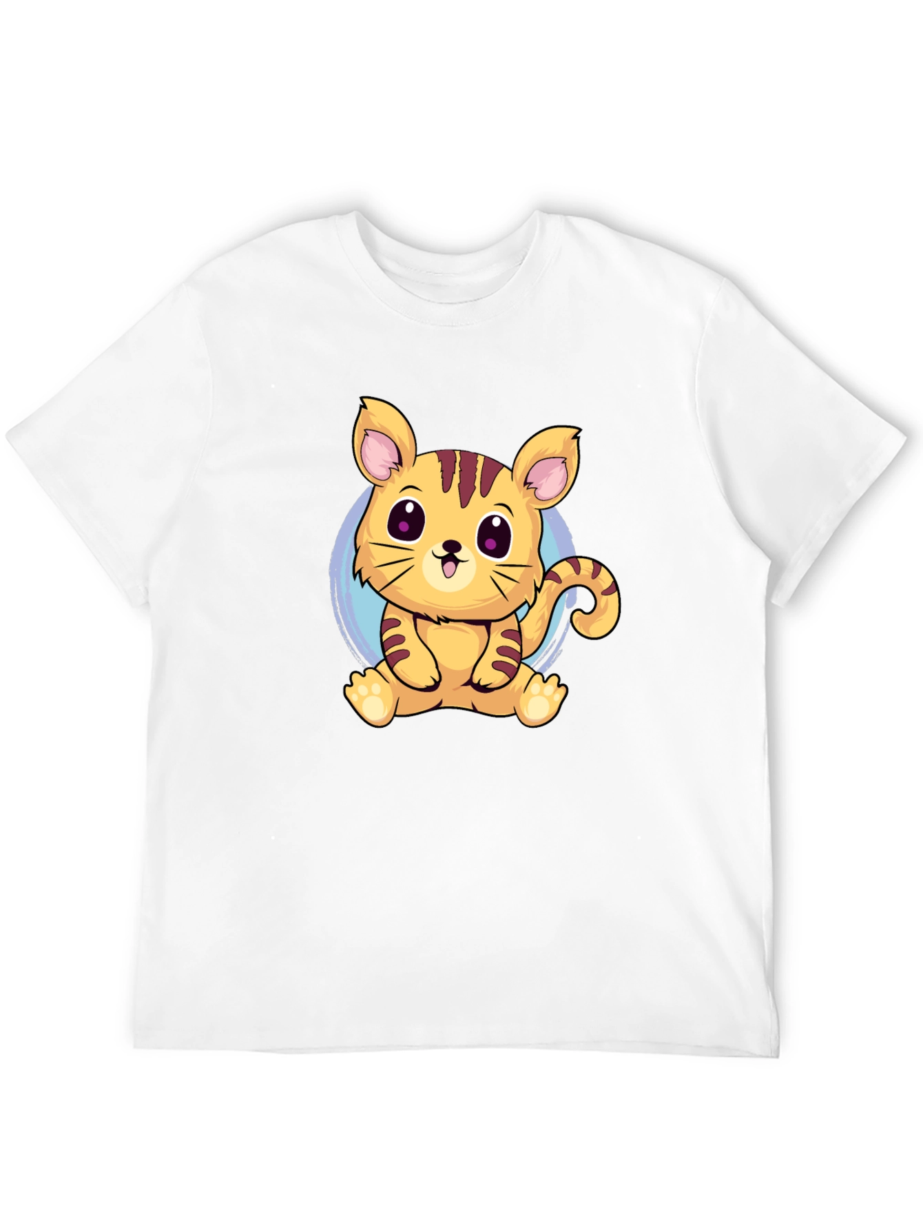 Cute Cartoon Cat Graphic Tee - Black