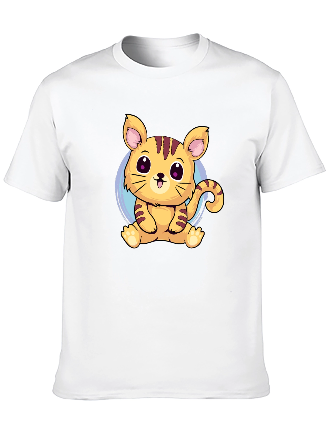 Cute Cartoon Cat Graphic Tee - Black