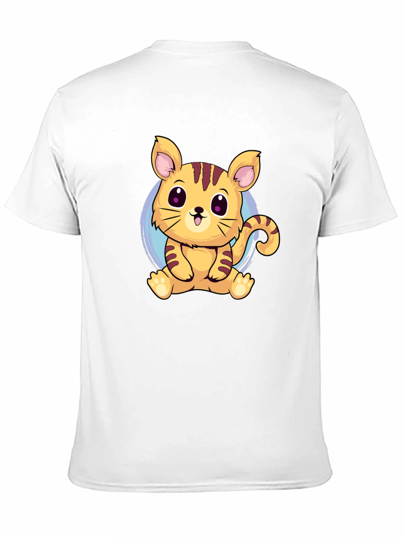Cute Cartoon Cat Graphic Tee - Black