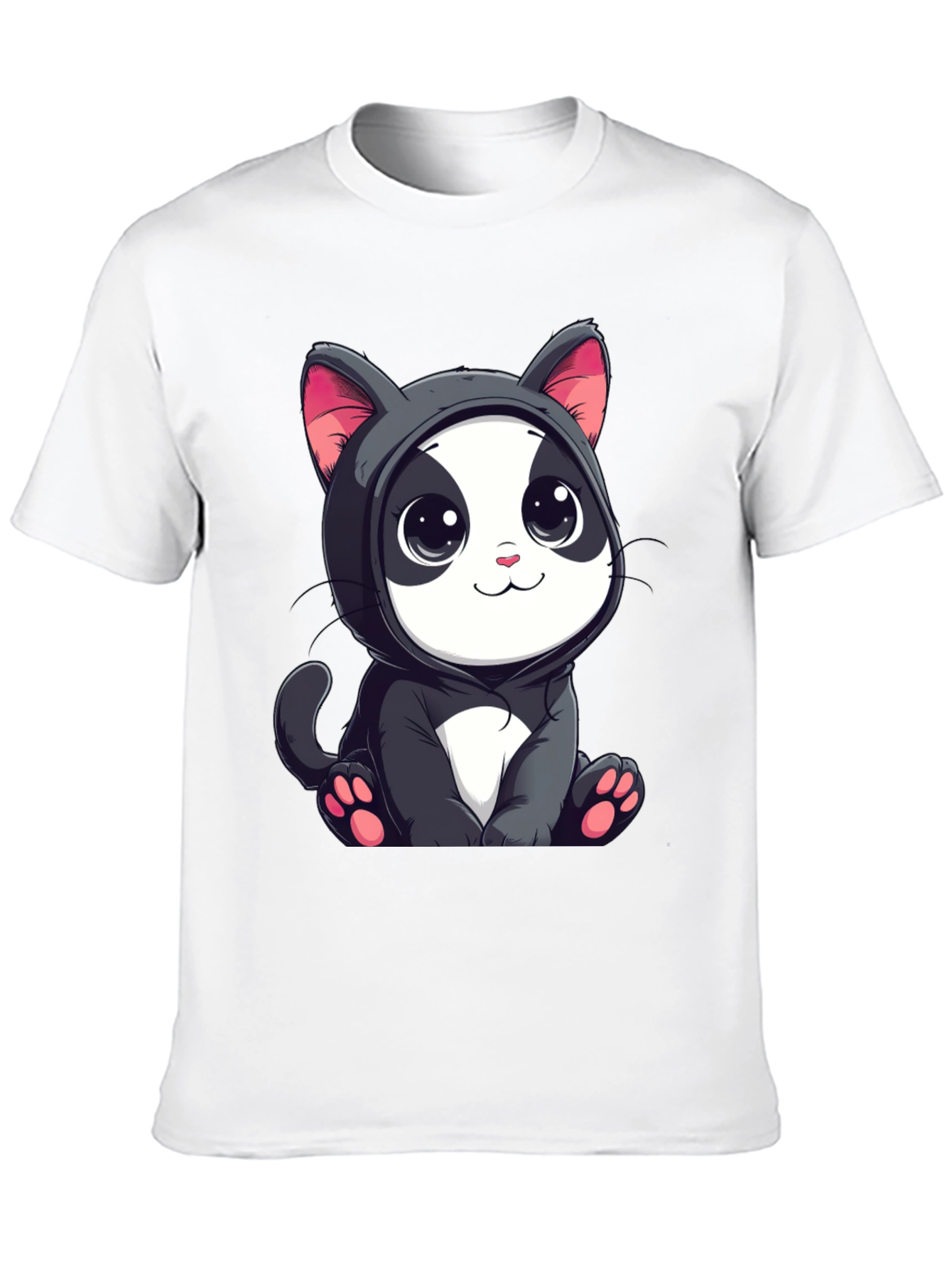 Cute Cartoon Cat T-Shirt - Unisex Black Tee