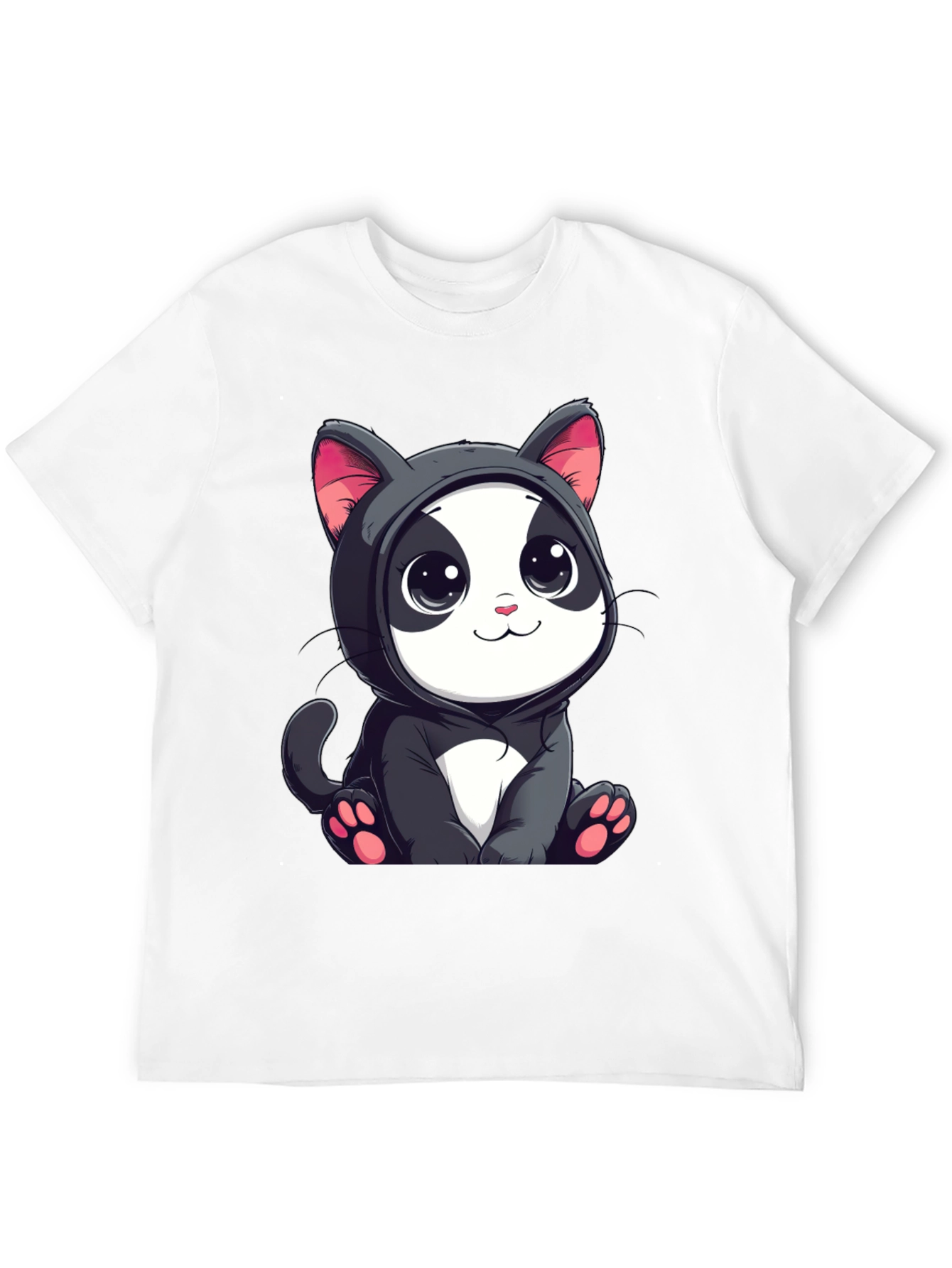 Cute Cartoon Cat T-Shirt - Unisex Black Tee