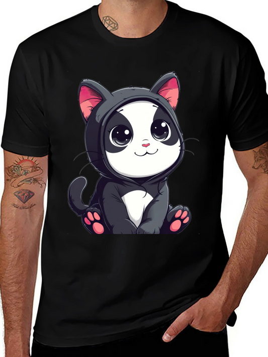Cute Cartoon Cat T-Shirt - Unisex Black Tee