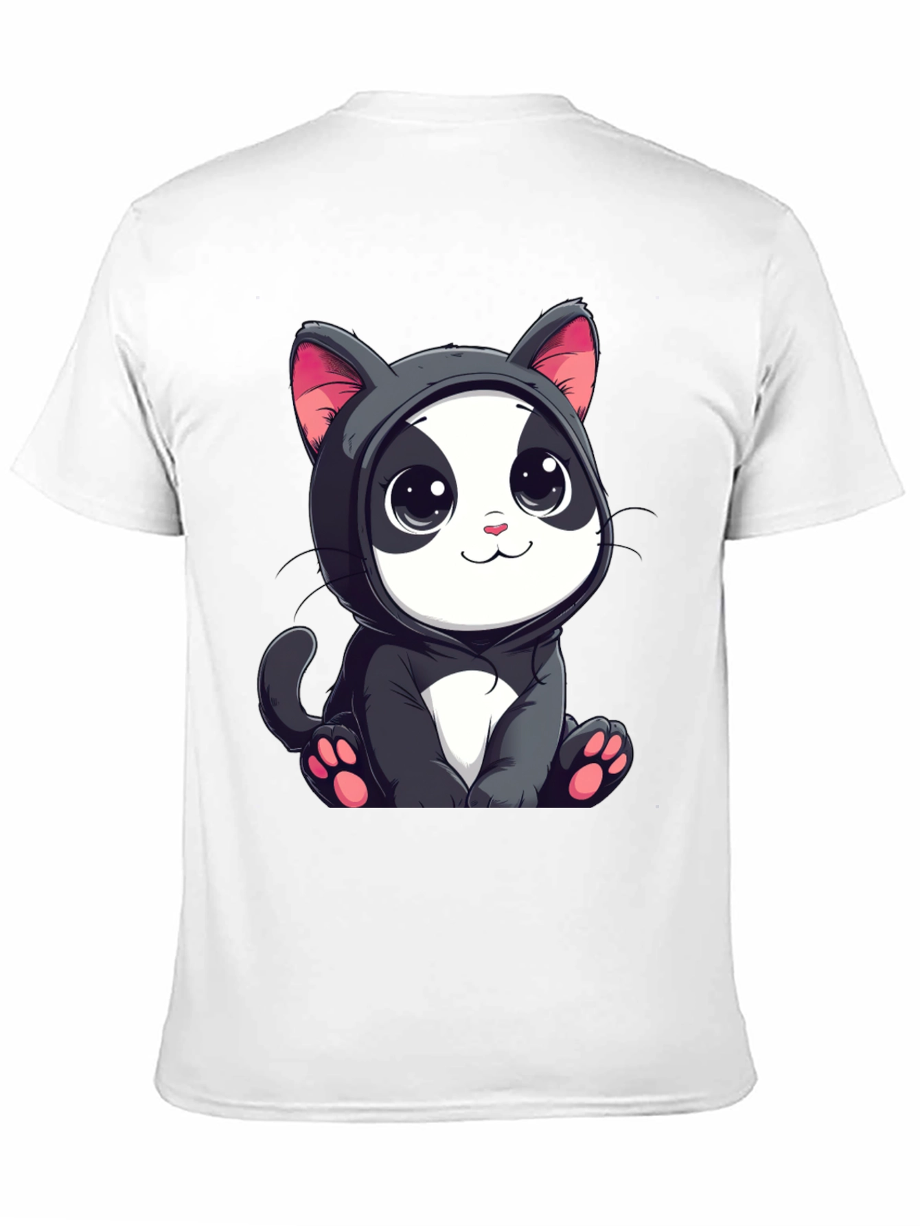Cute Cartoon Cat T-Shirt - Unisex Black Tee
