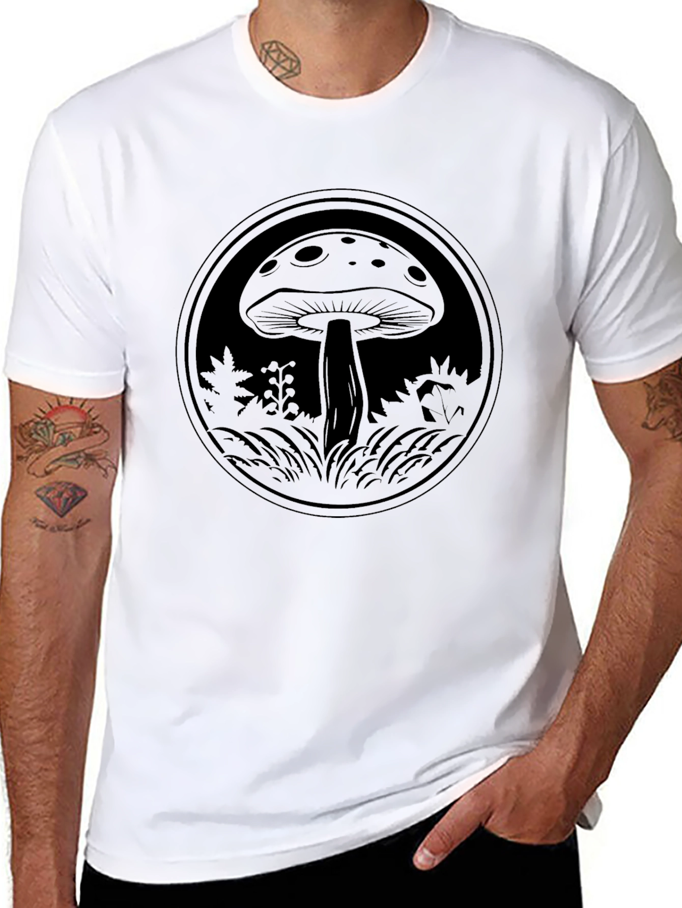 Mushroom Graphic Tee - Dark Circle Design