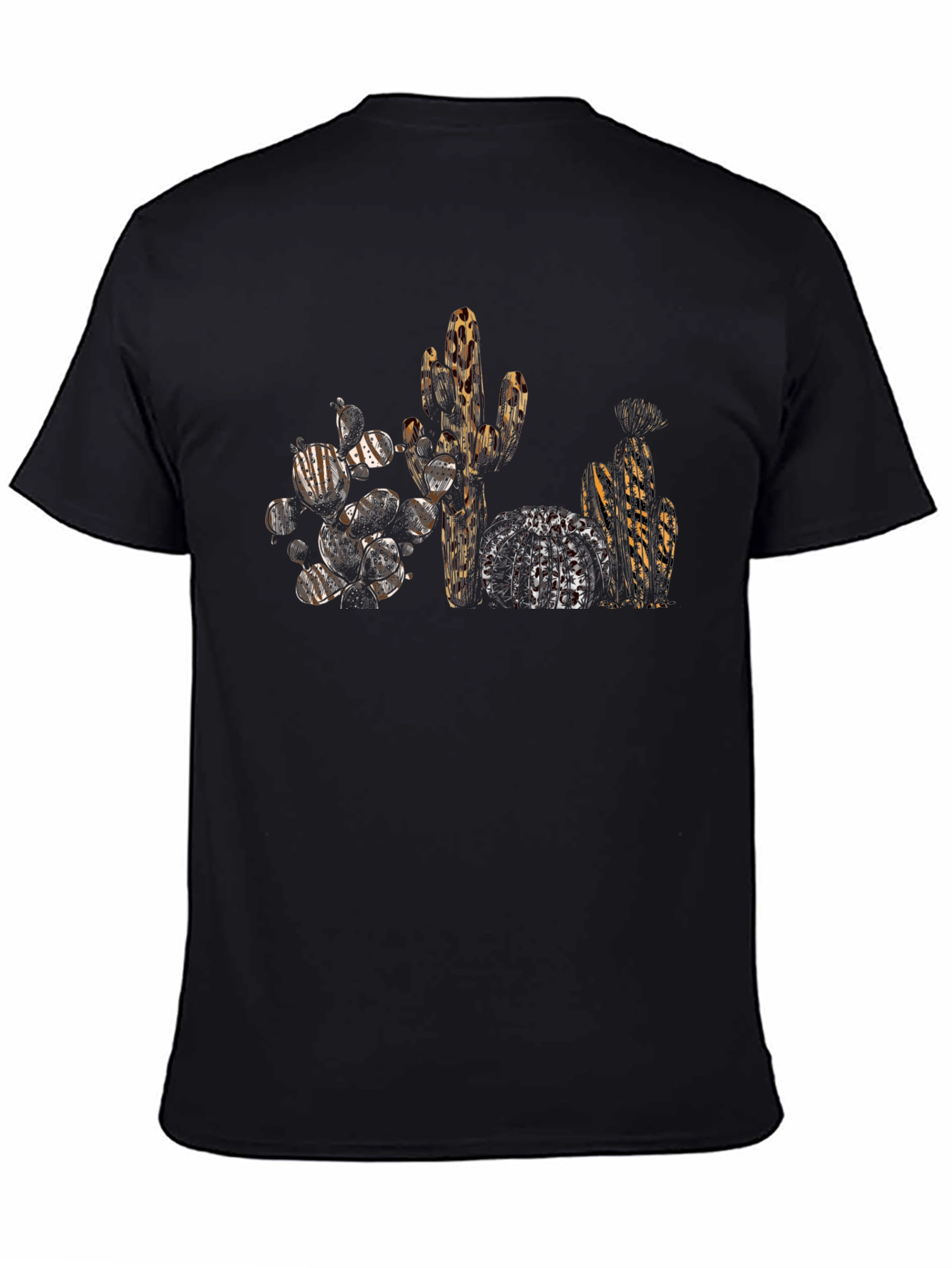 Cactus Leopard Print Black T-Shirt