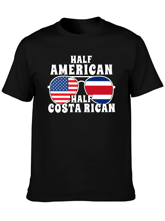 Half American Costa Rican Flag Sunglasses T-Shirt