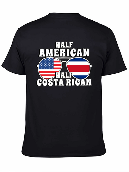 Half American Costa Rican Flag Sunglasses T-Shirt