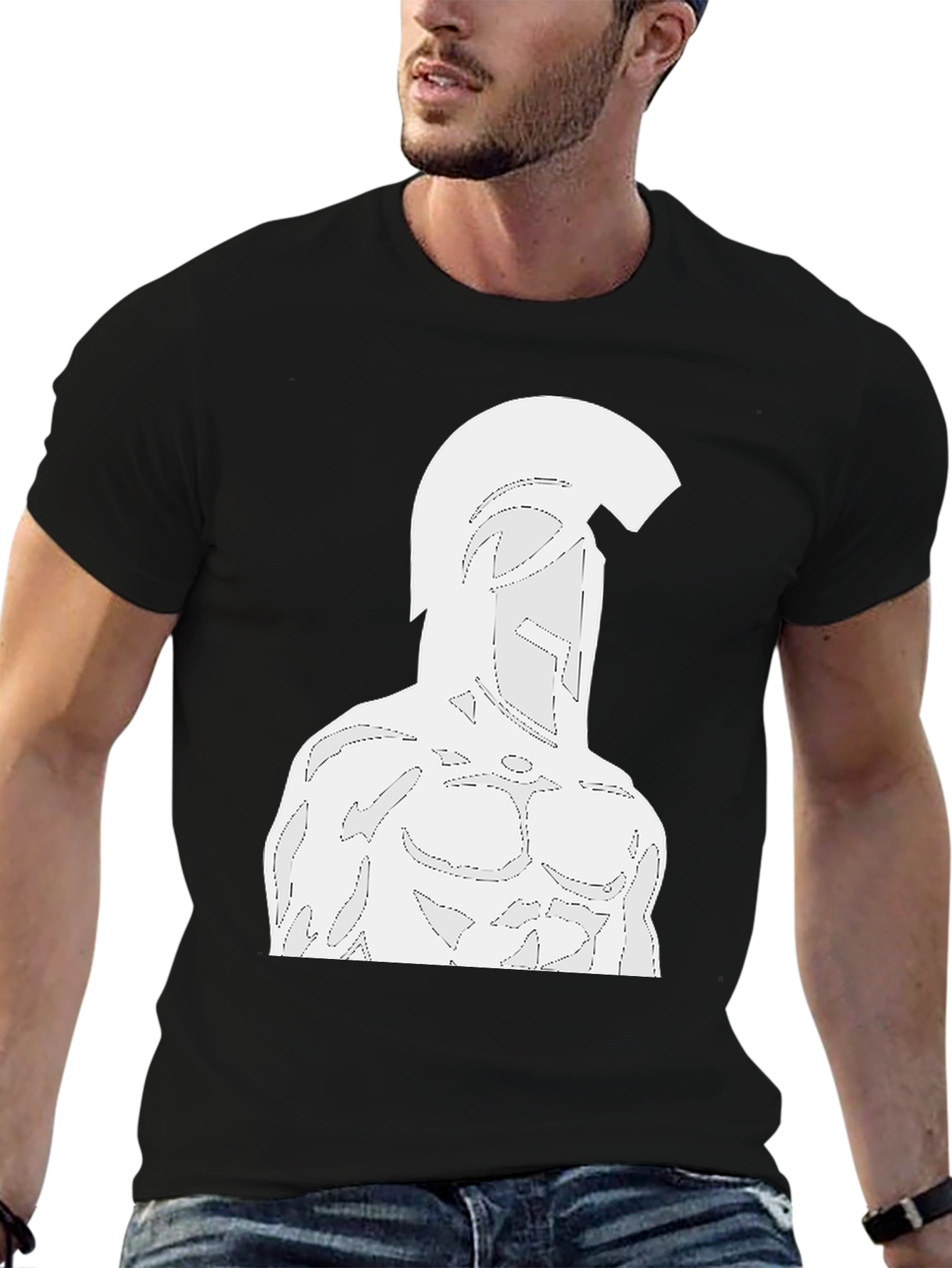 Spartan Warrior Graphic T-Shirt - Black