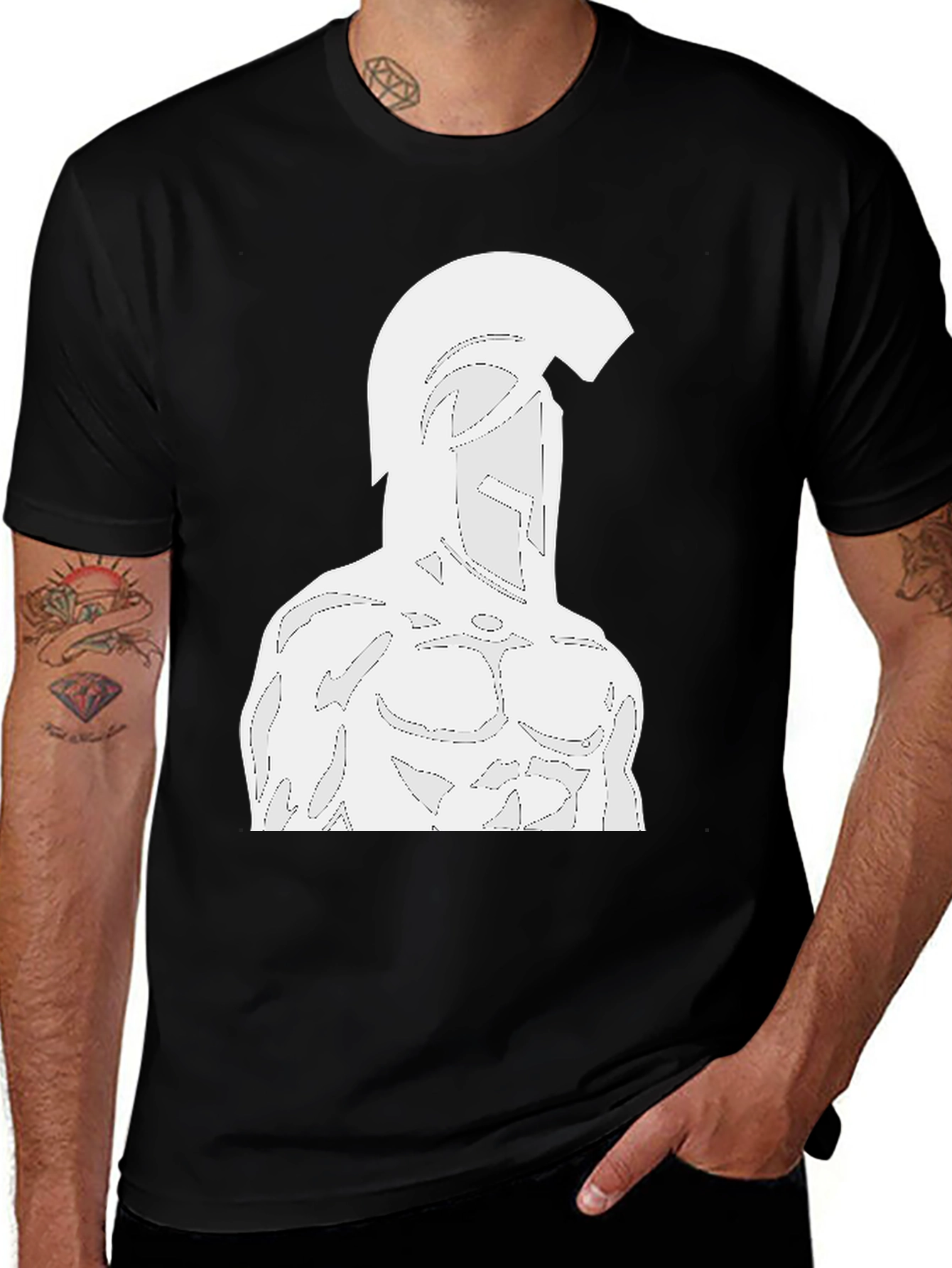 Spartan Warrior Graphic T-Shirt - Black