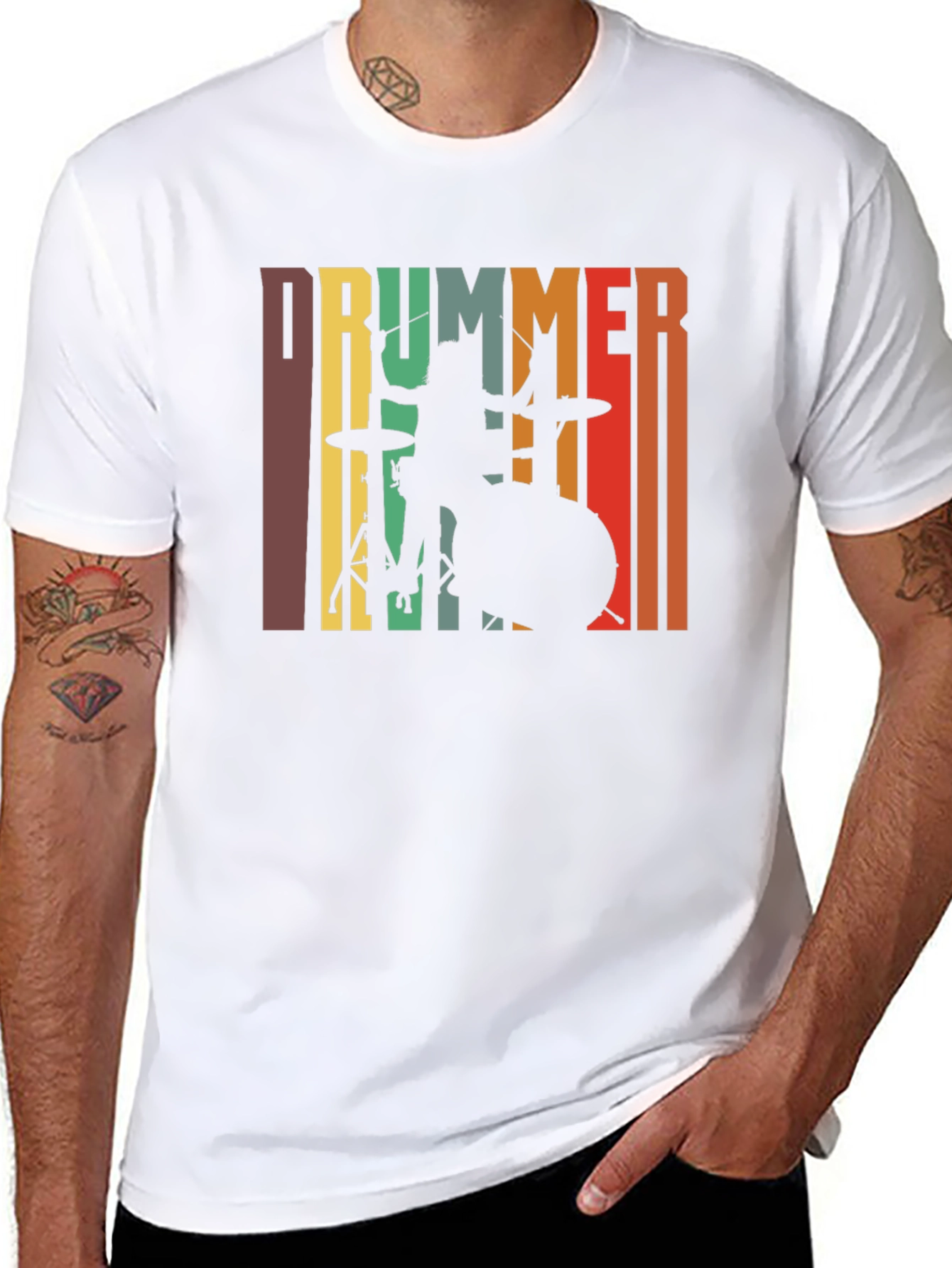 Retro Drummer Graphic Tee - Music Lover T-Shirt