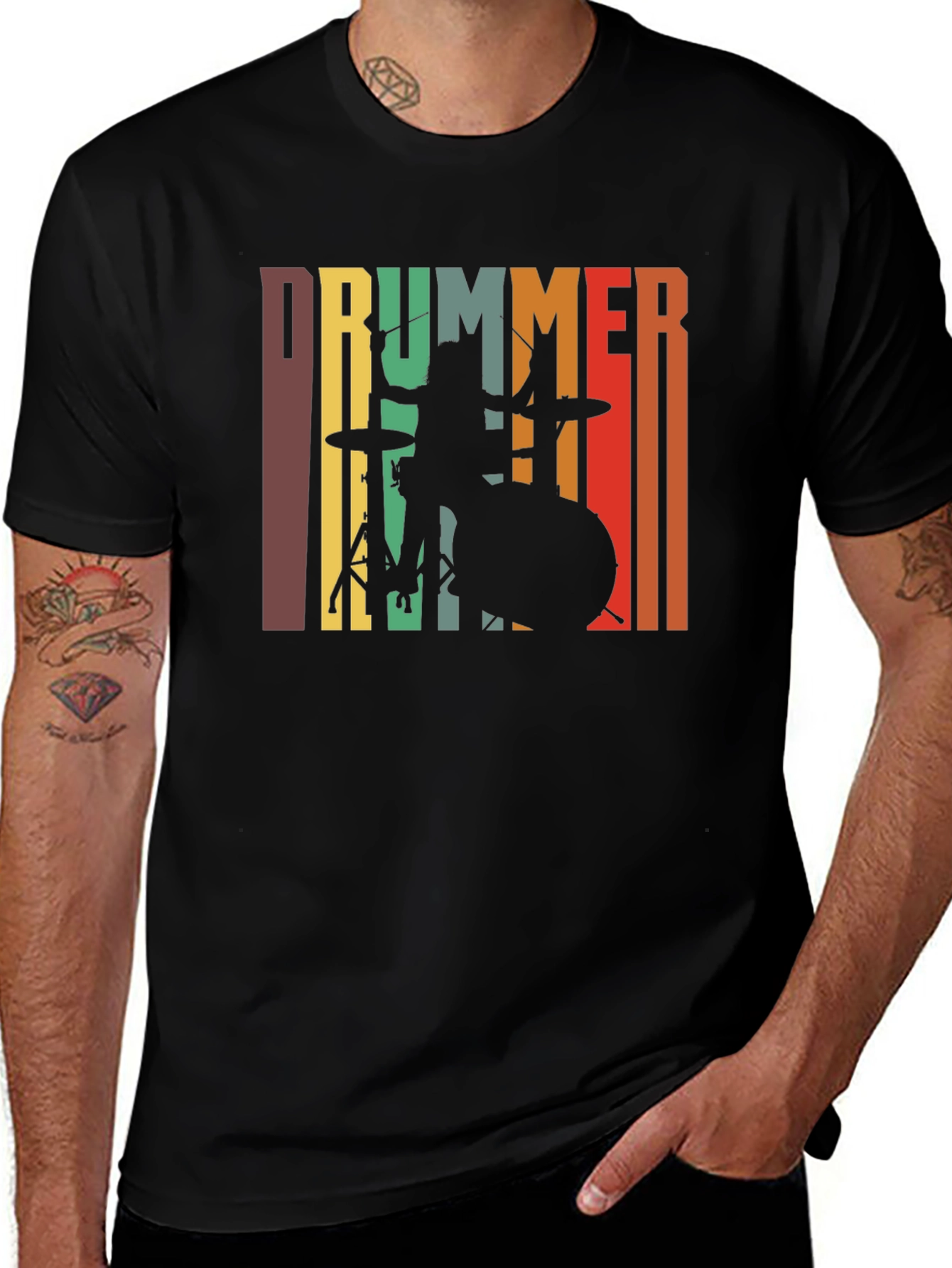 Retro Drummer Graphic Tee - Music Lover T-Shirt