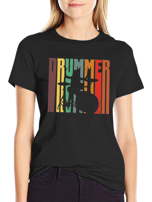 Retro Drummer Graphic Tee - Music Lover T-Shirt