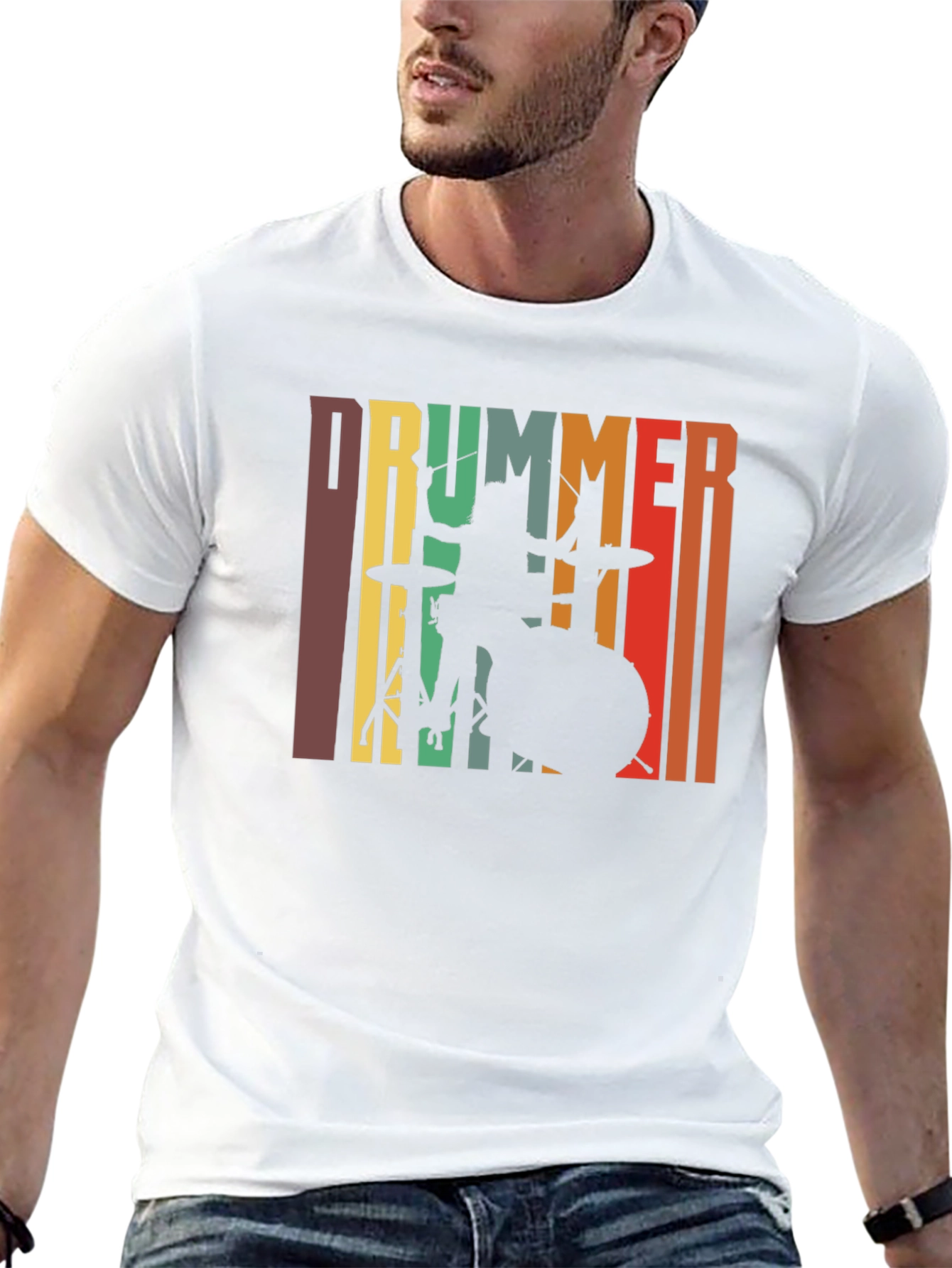 Retro Drummer Graphic Tee - Music Lover T-Shirt