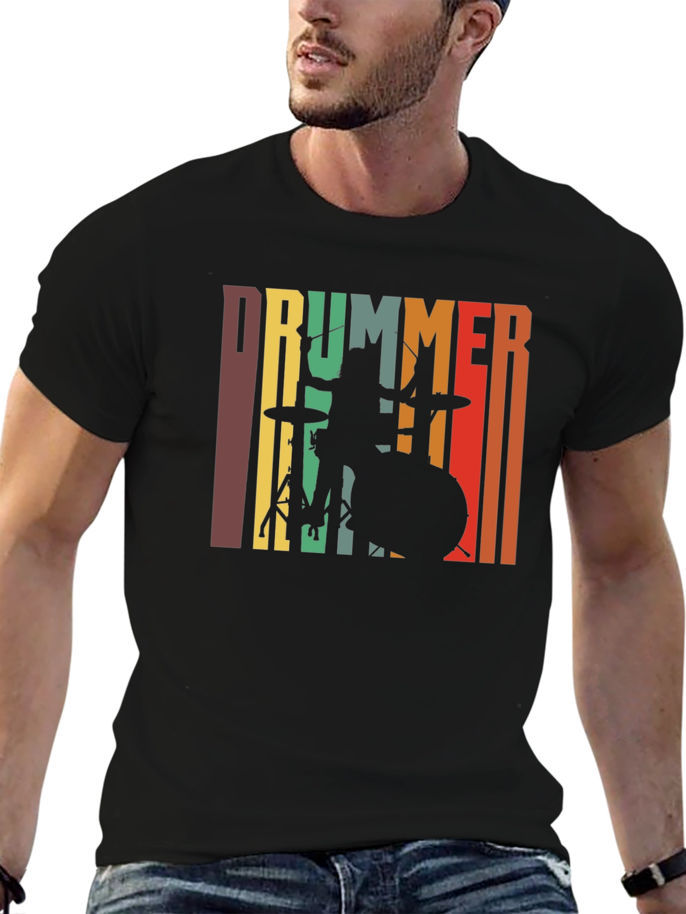 Retro Drummer Graphic Tee - Music Lover T-Shirt