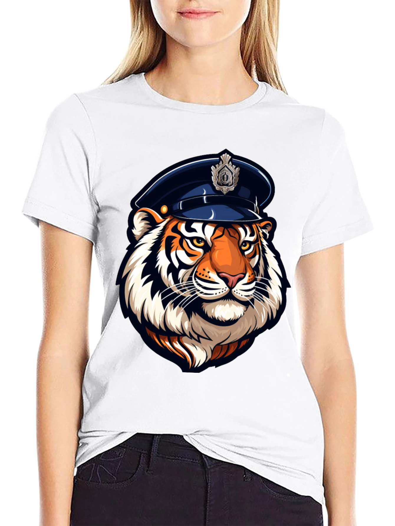 Tiger Cop Graphic Tee - Cool Animal Design