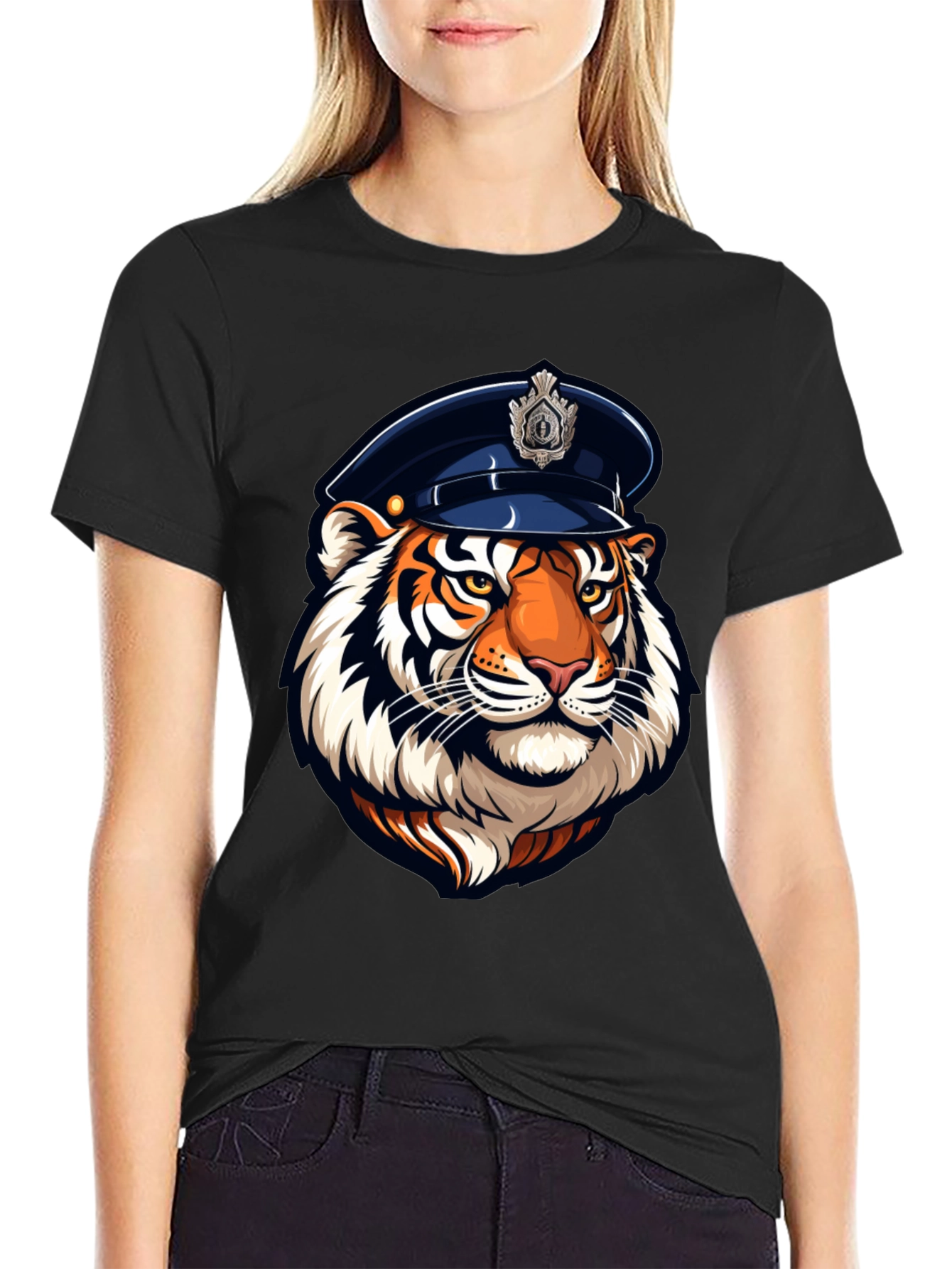 Tiger Cop Graphic Tee - Cool Animal Design