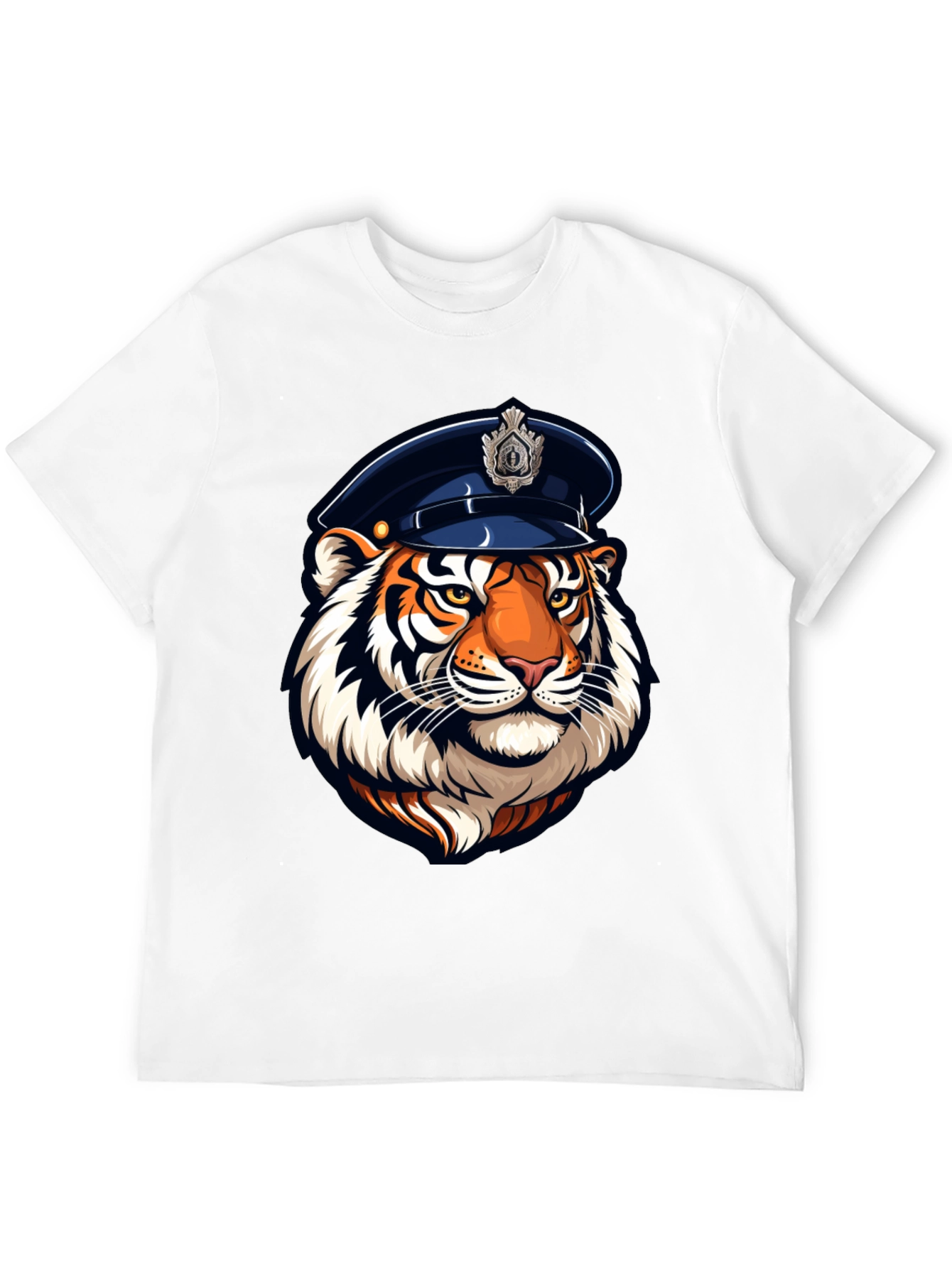 Tiger Cop Graphic Tee - Cool Animal Design