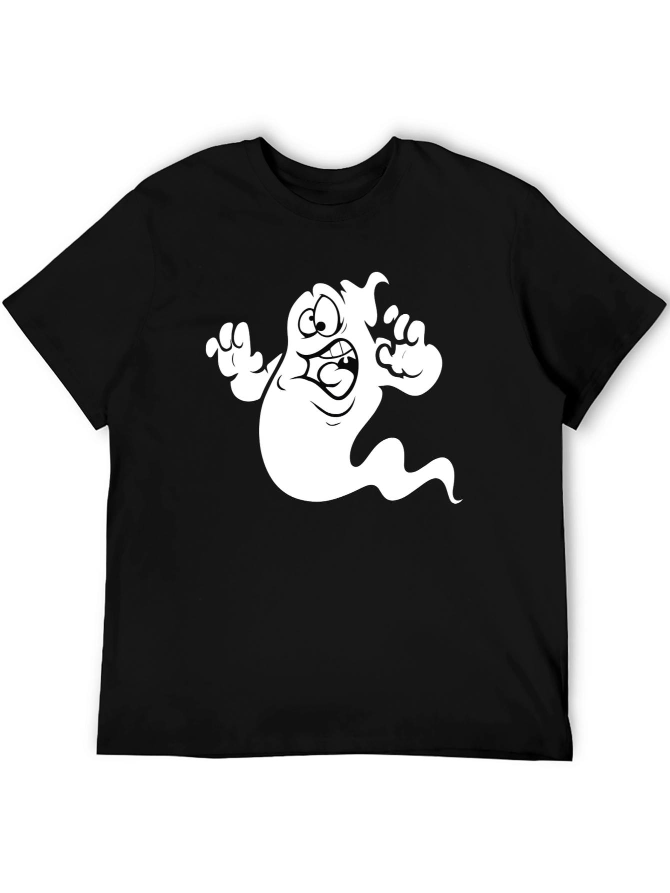 Cartoon Ghost Graphic T-Shirt - Black
