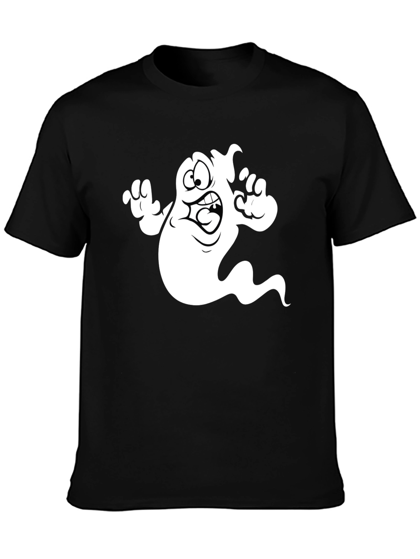 Cartoon Ghost Graphic T-Shirt - Black