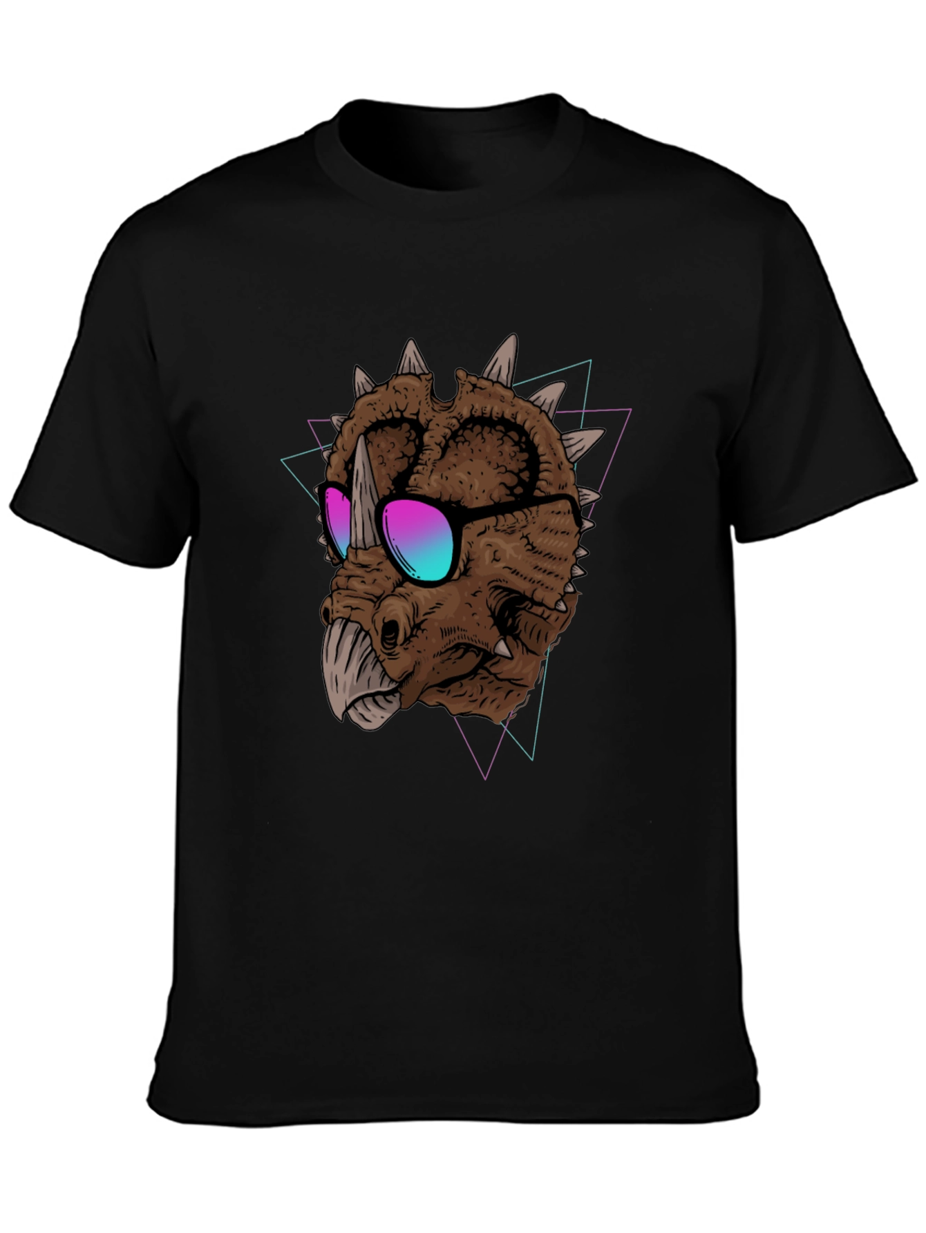 Cool Triceratops Graphic Tee - Black T-Shirt