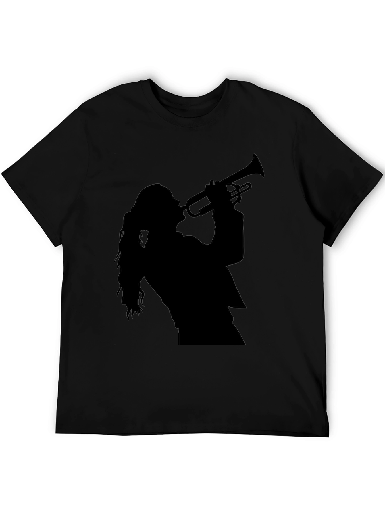 Trumpet Player Graphic Tee - Black Cotton
