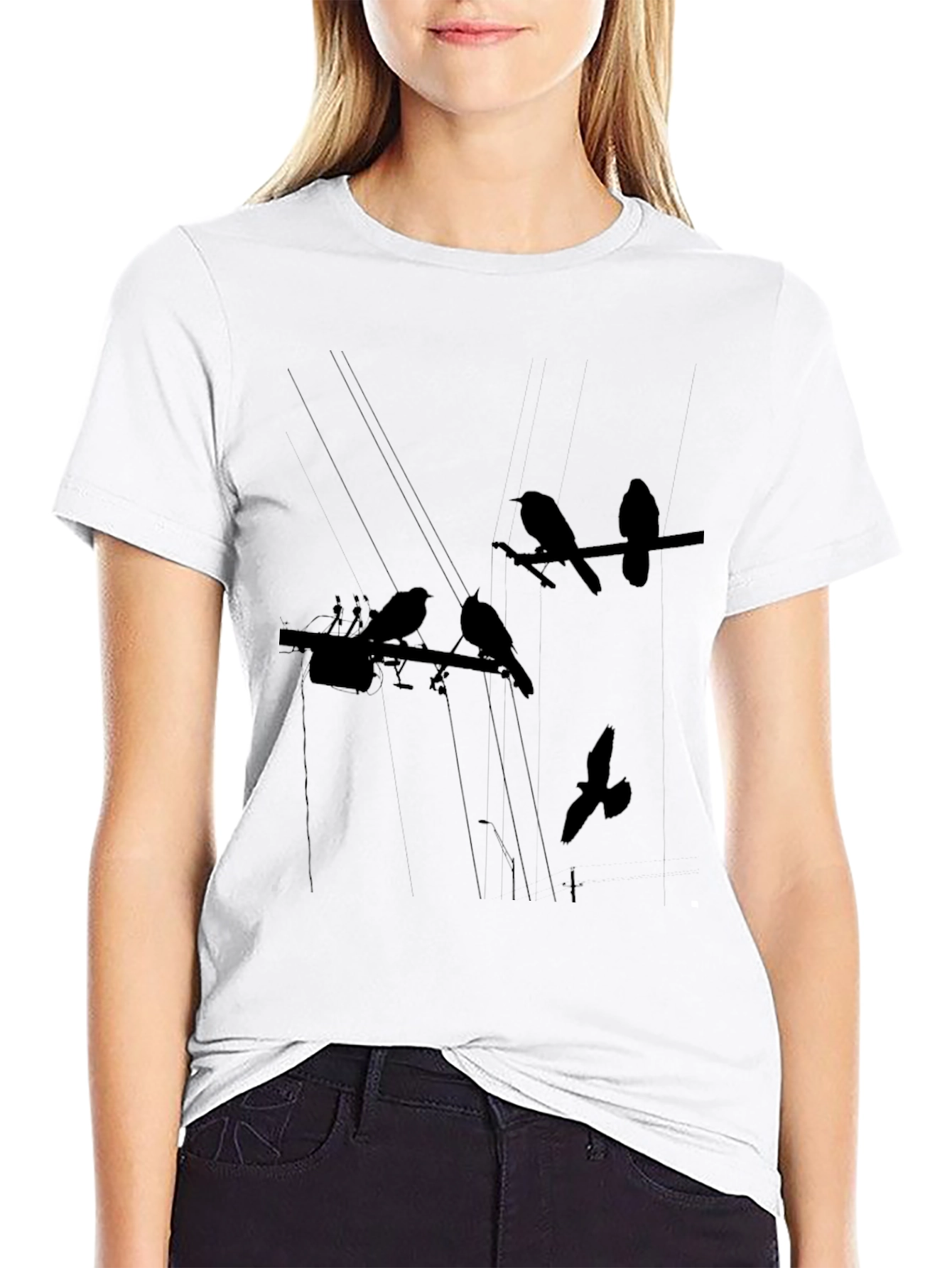 Birds on a Wire Graphic Tee - Black