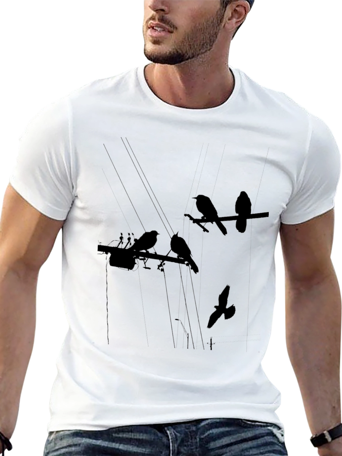 Birds on a Wire Graphic Tee - Black