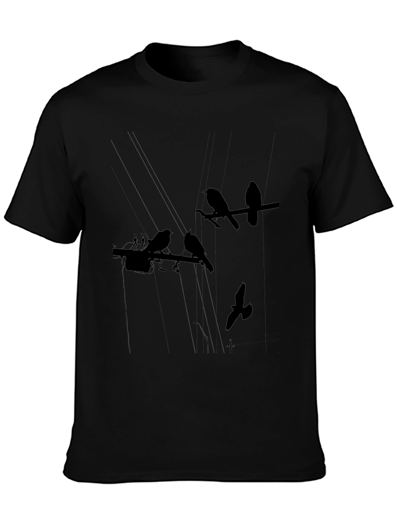 Birds on a Wire Graphic Tee - Black