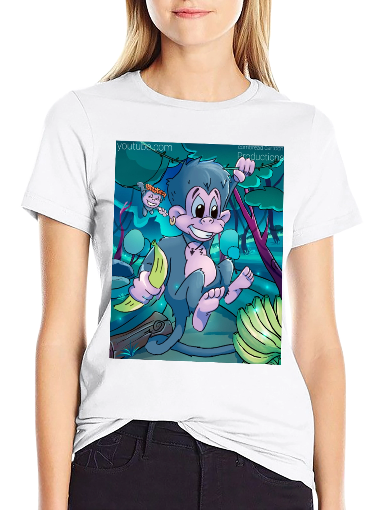 Cartoon Monkey Graphic T-Shirt