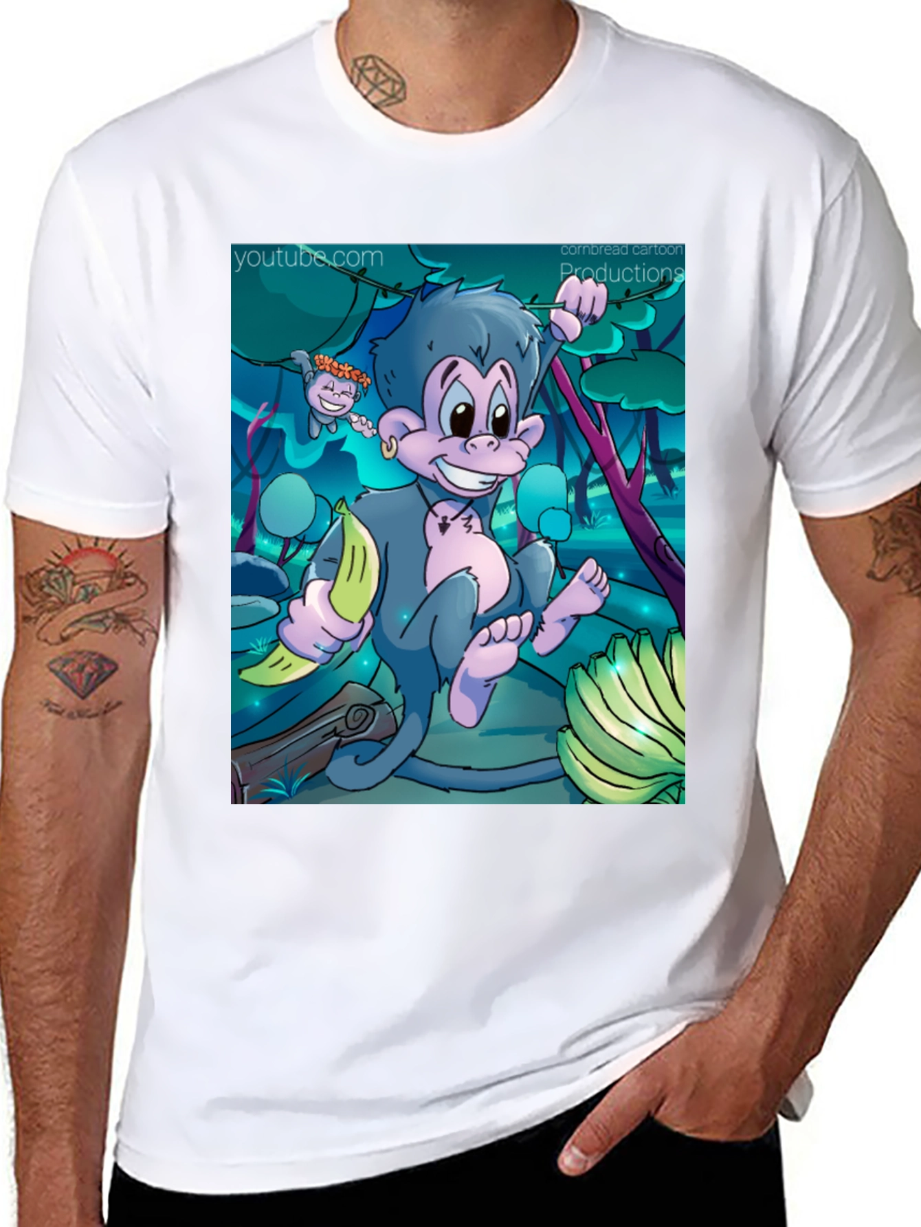 Cartoon Monkey Graphic T-Shirt