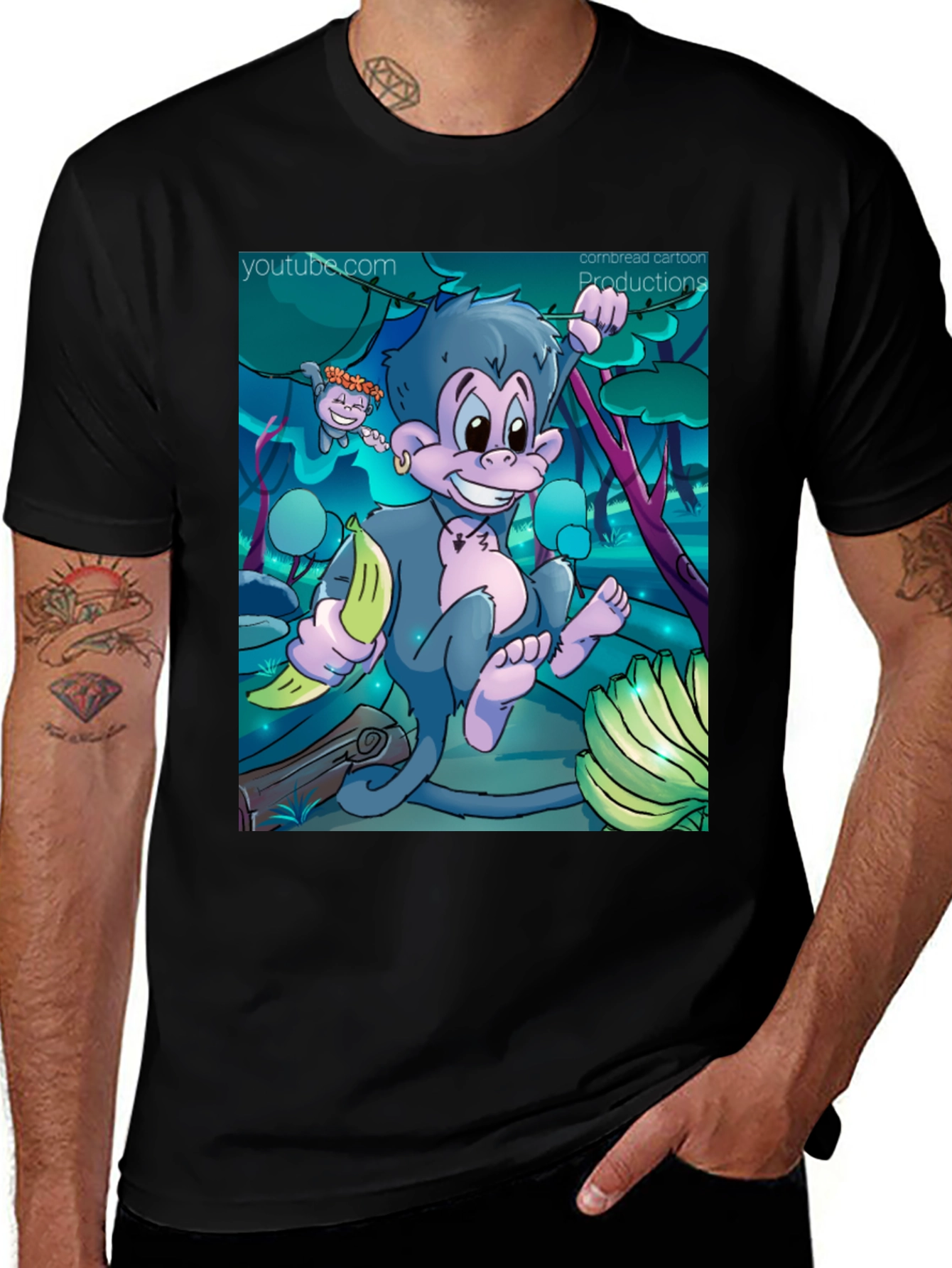 Cartoon Monkey Graphic T-Shirt