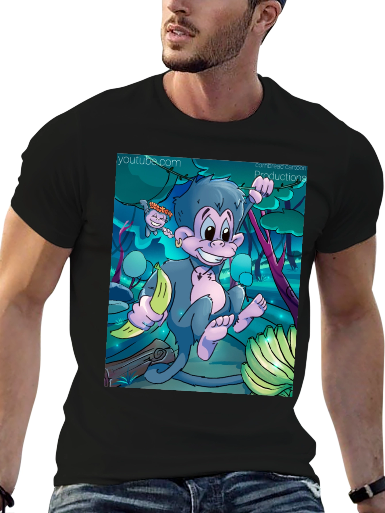 Cartoon Monkey Graphic T-Shirt