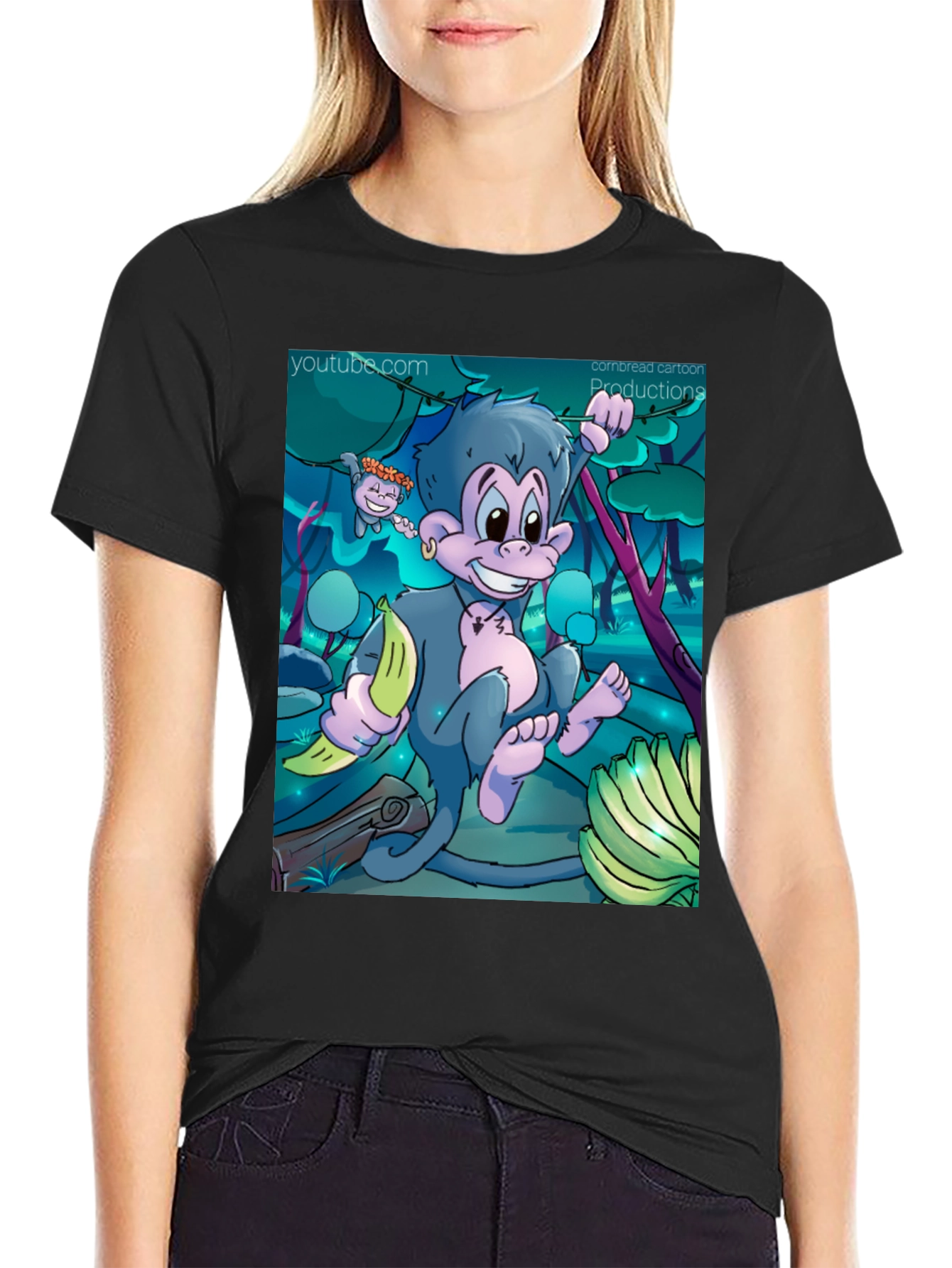 Cartoon Monkey Graphic T-Shirt