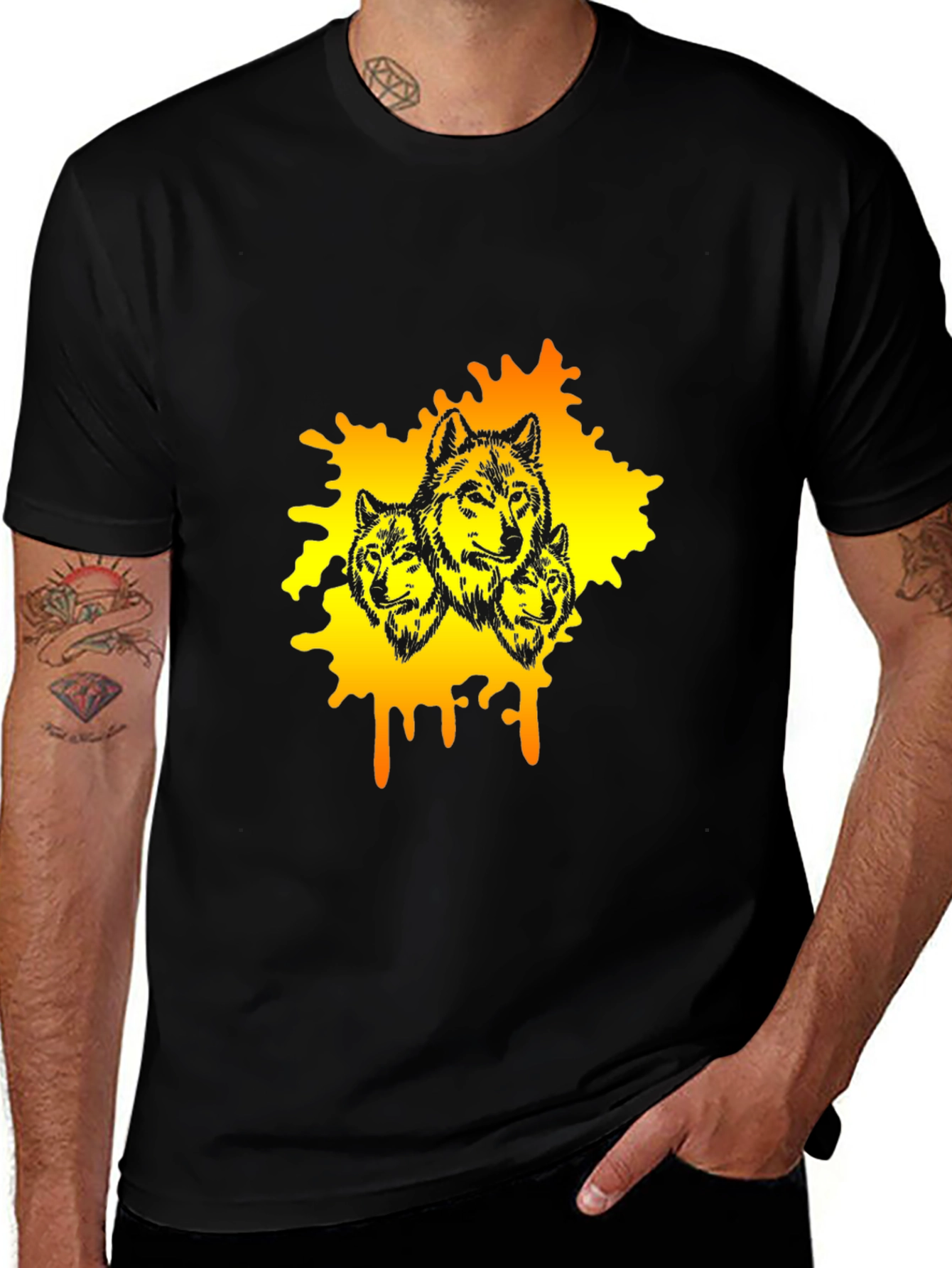 Wolf Pack Graphic Black T-Shirt