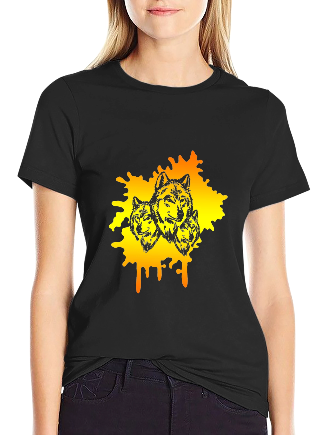 Wolf Pack Graphic Black T-Shirt